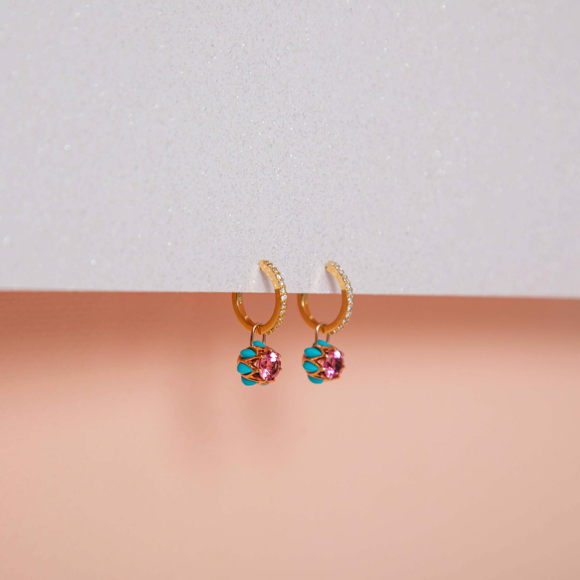 Pink Queen protea Hoop Charms