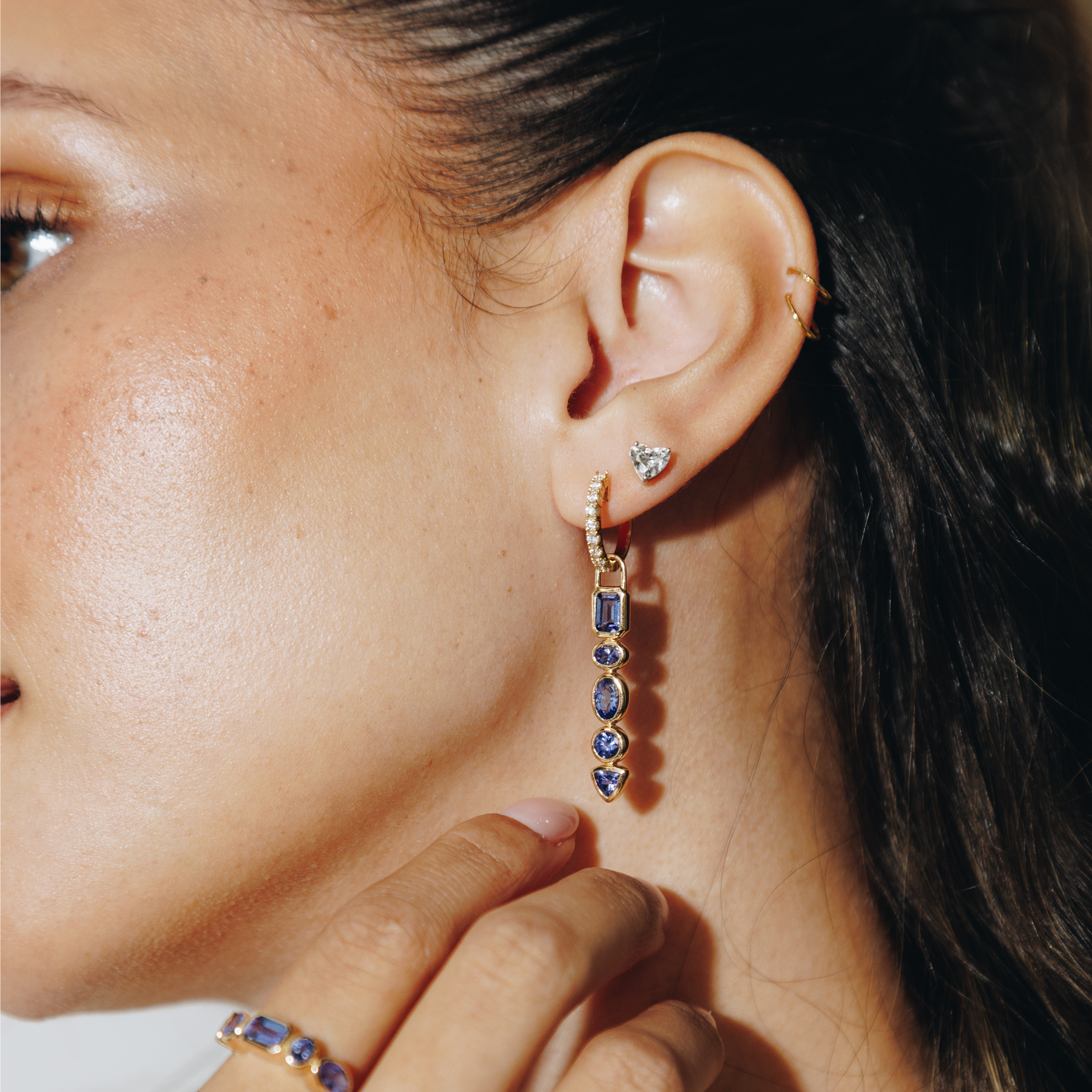 Ophelia Tanzanite Drop Hoop Charms