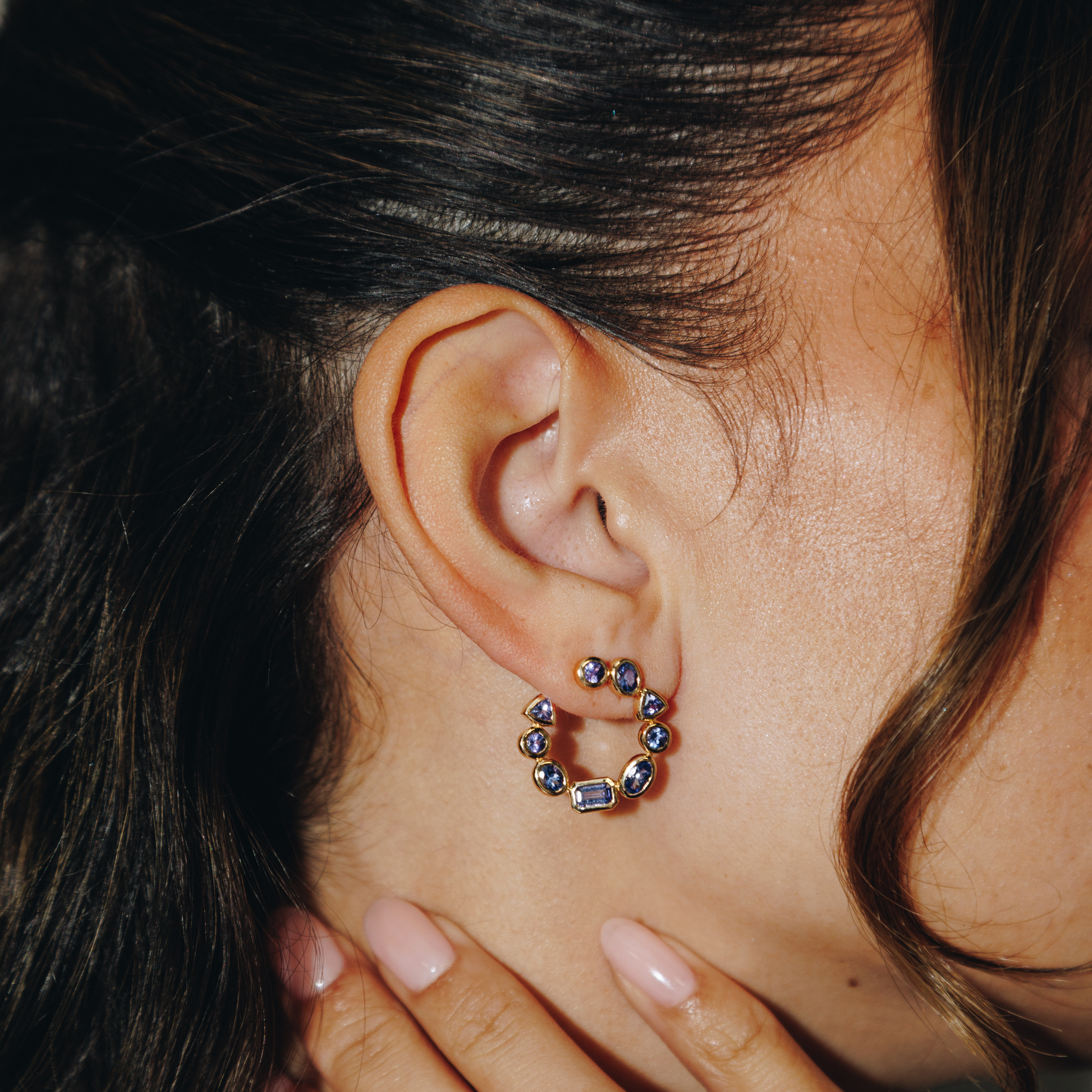 Ophelia Tanzanite Crescent Hoops