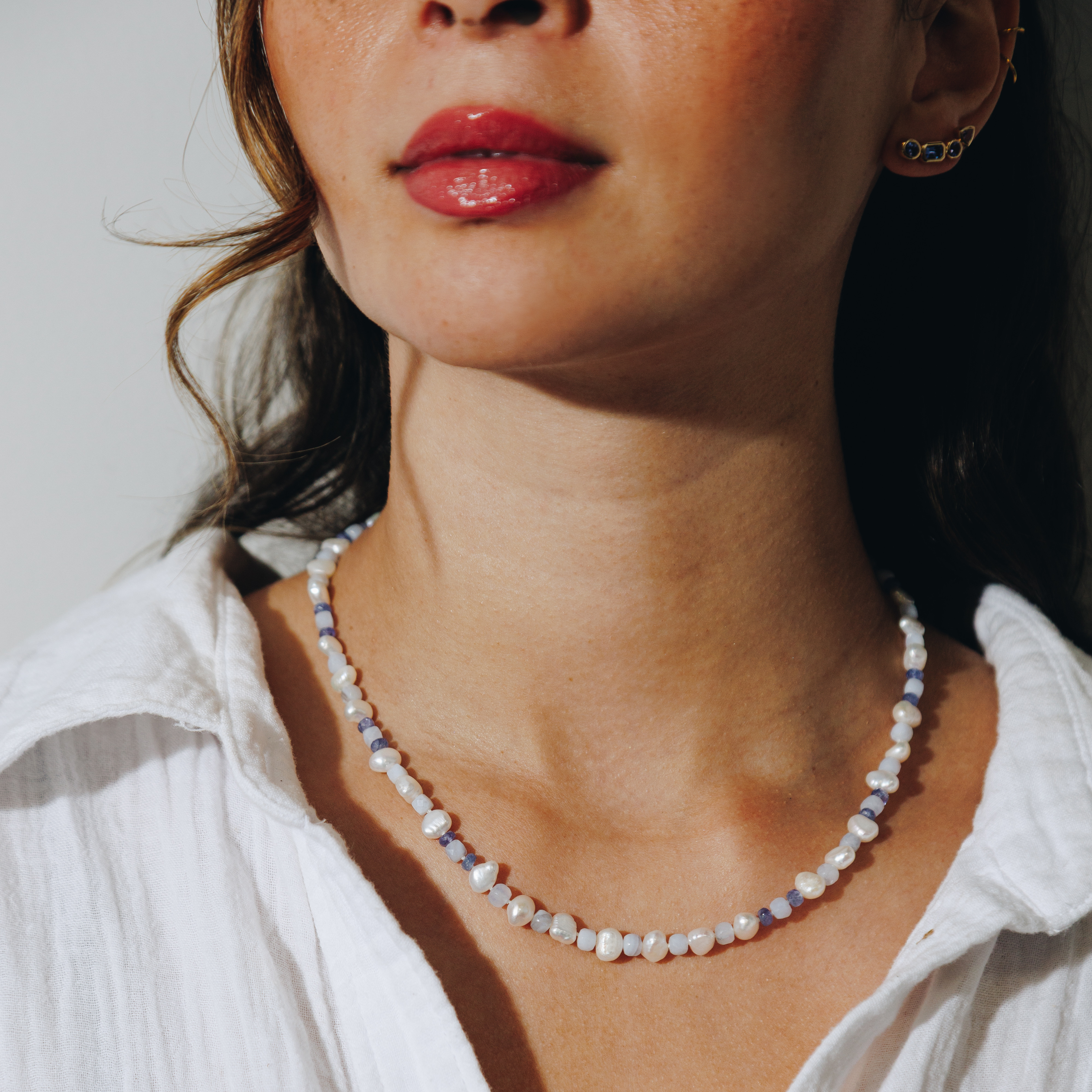 Calista Pearl and Gem Necklace