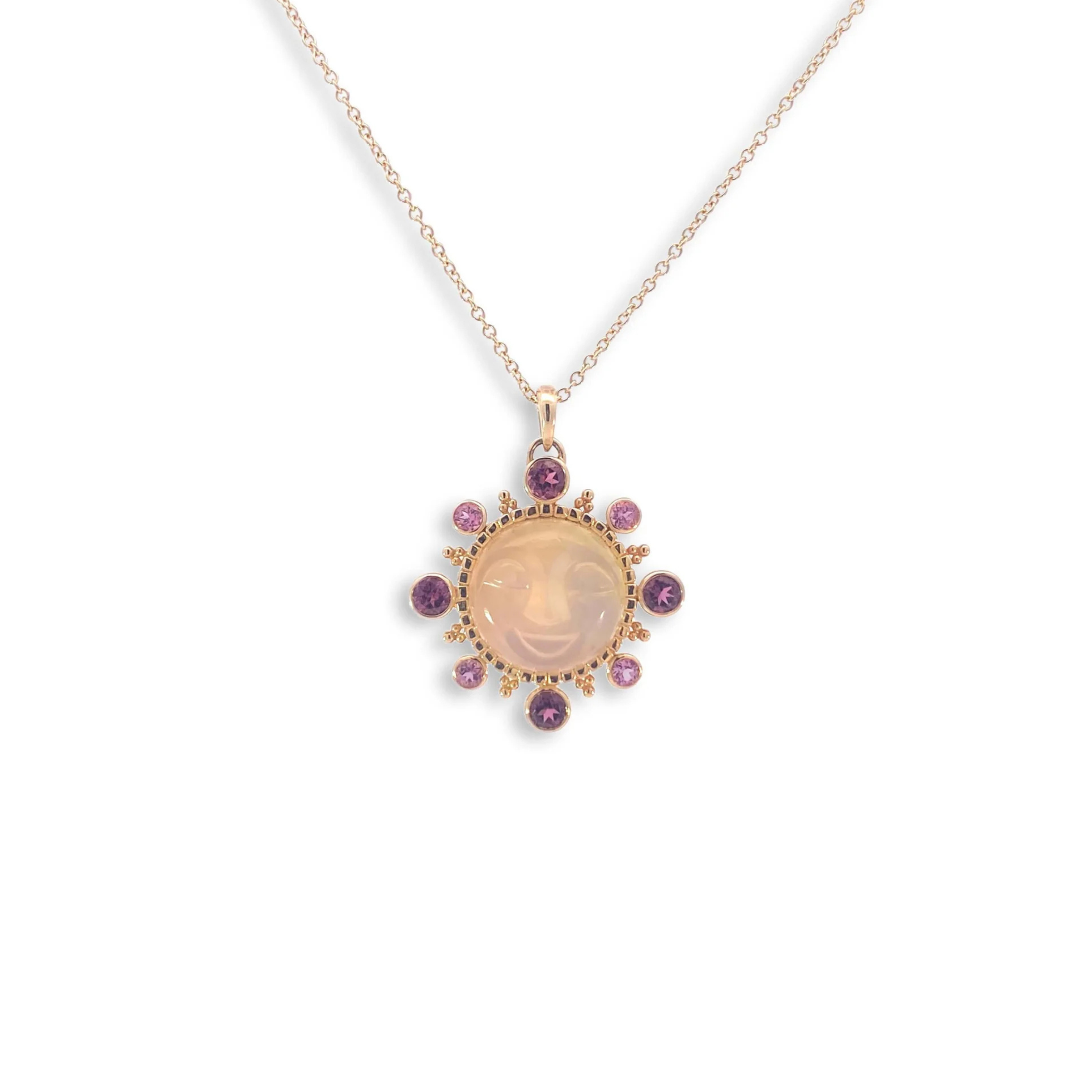 Pink Flora Moon Necklace