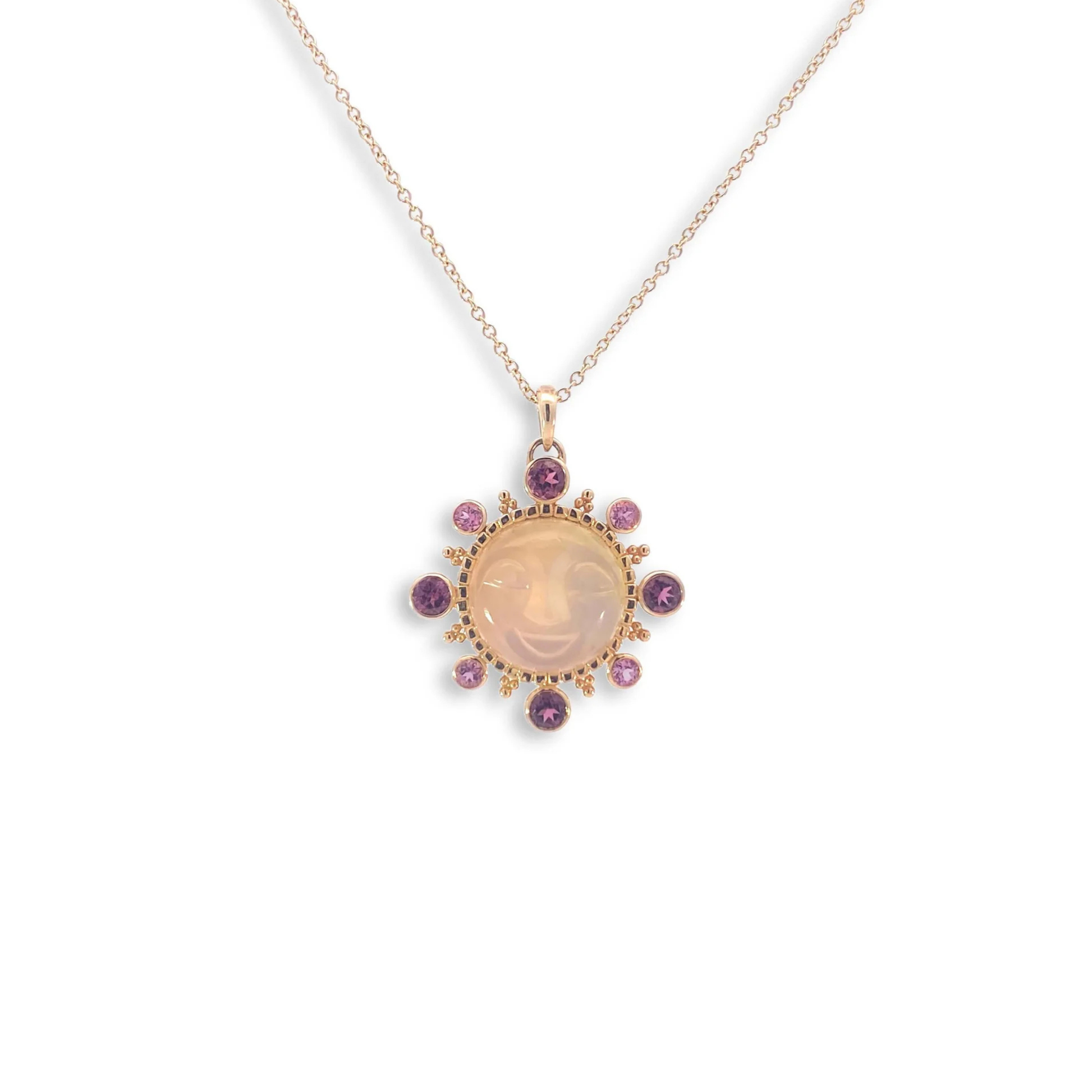 Pink Flora Moon Necklace