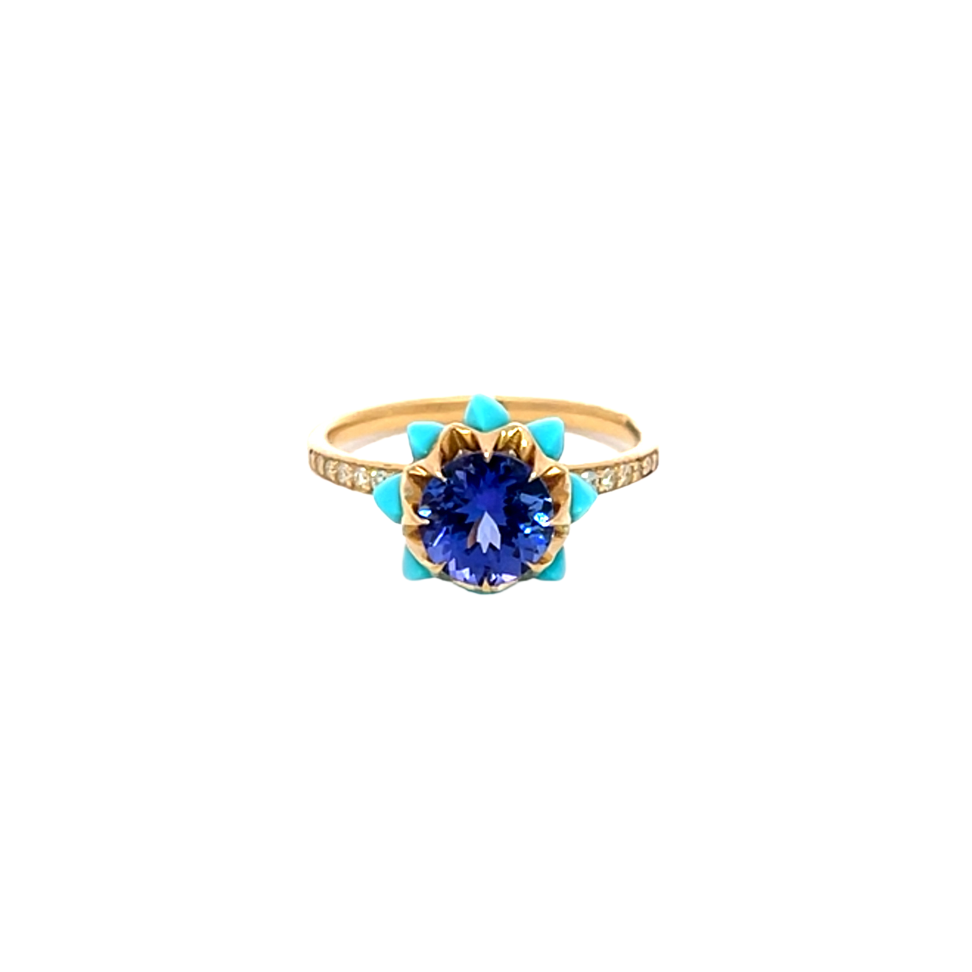 Tanzanite Round Queen protea Ring