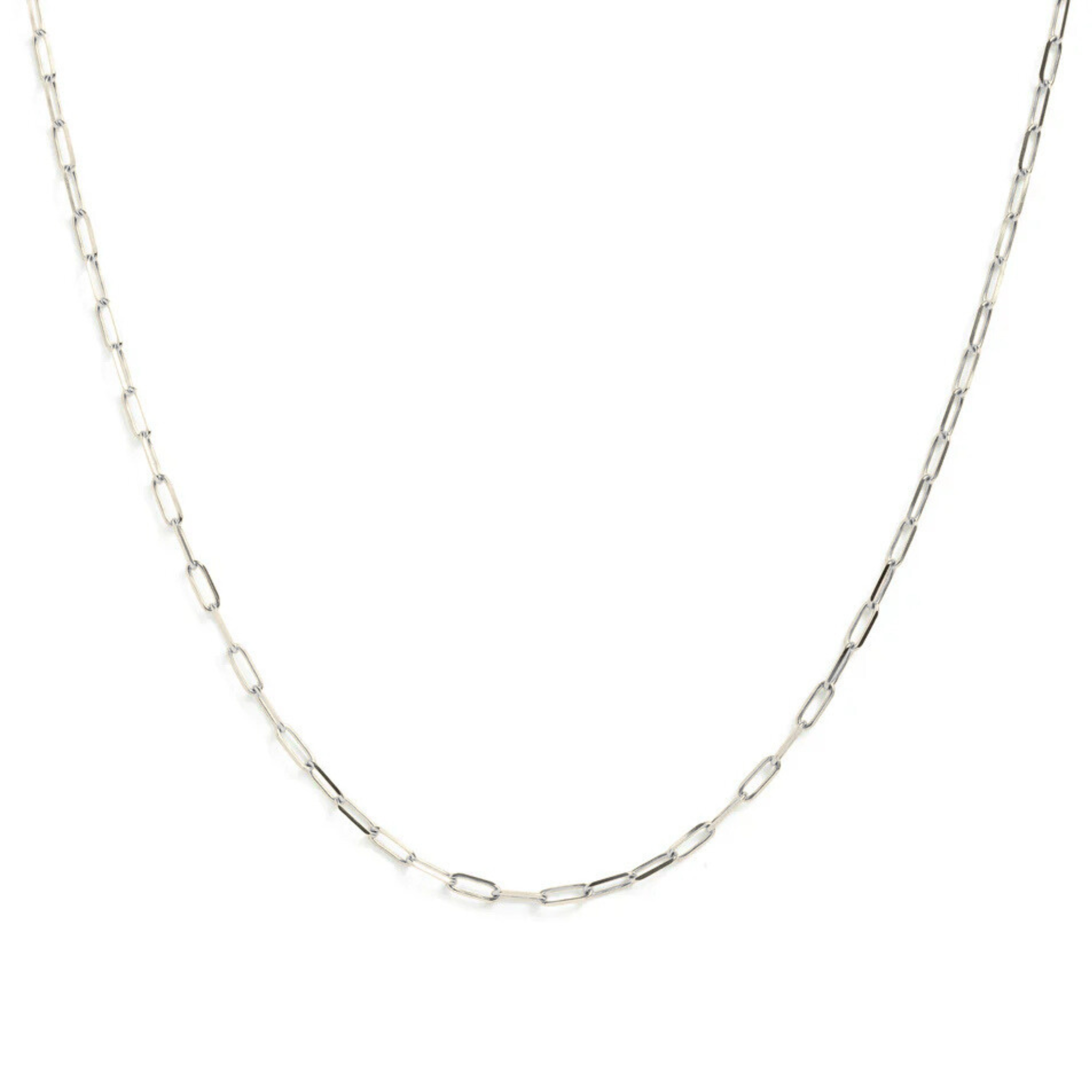 9kt White Gold Paperclip Chain