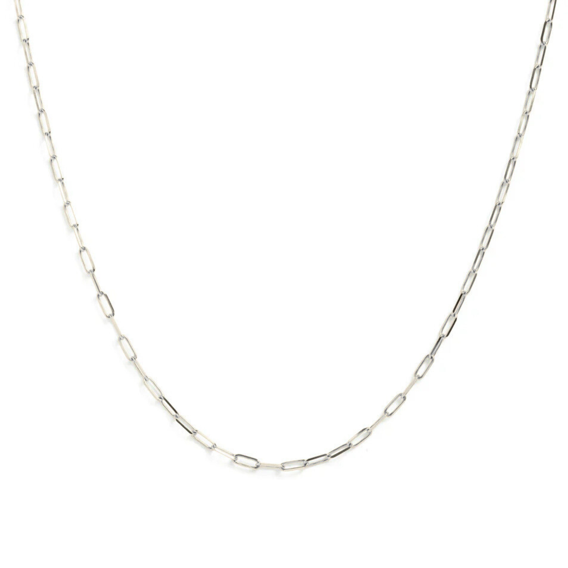 9kt White Gold Paperclip Chain