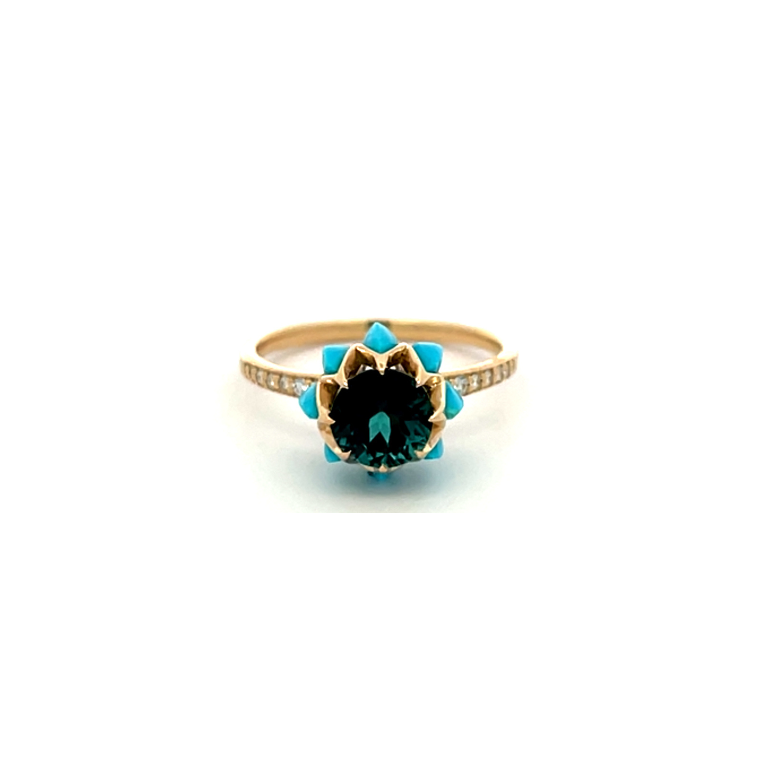 Dark Green Round Queen protea Ring