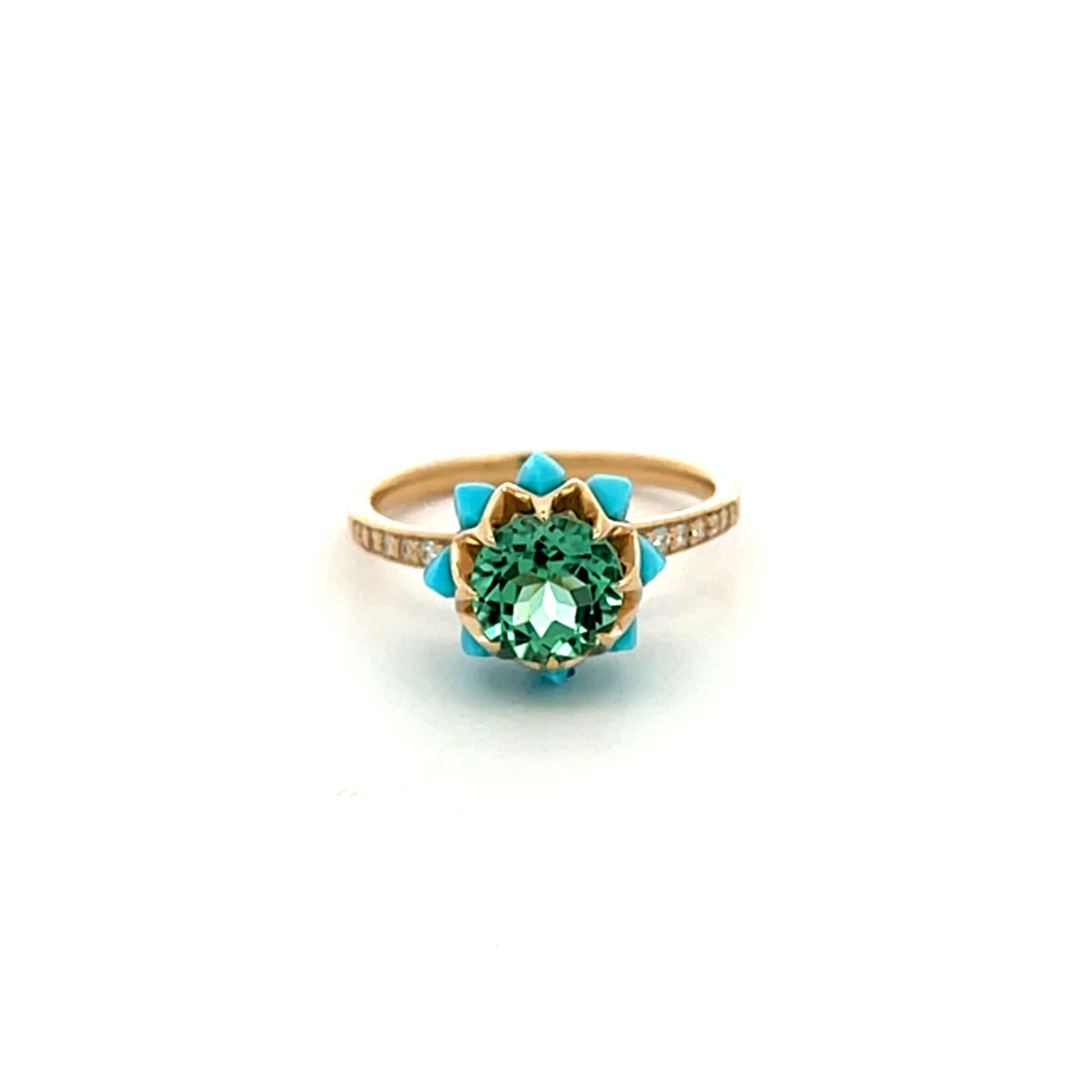 Light Green Round Queen protea Ring