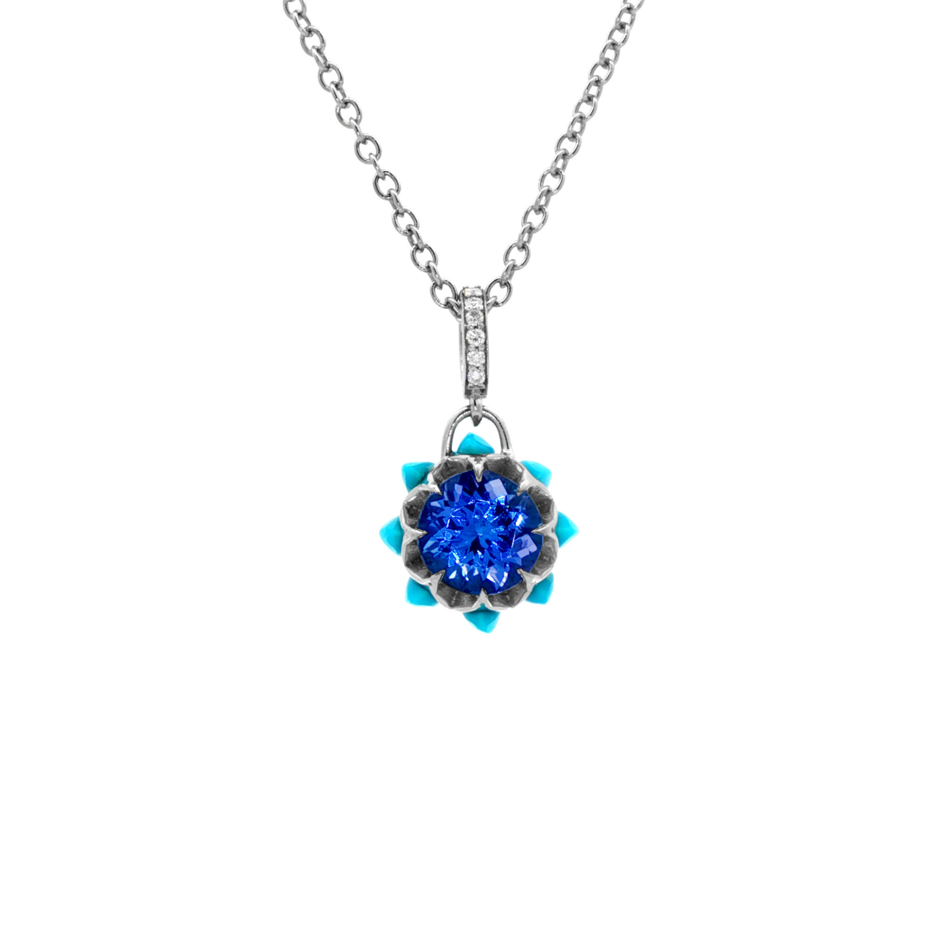 Tanzanite Queen protea Pendant