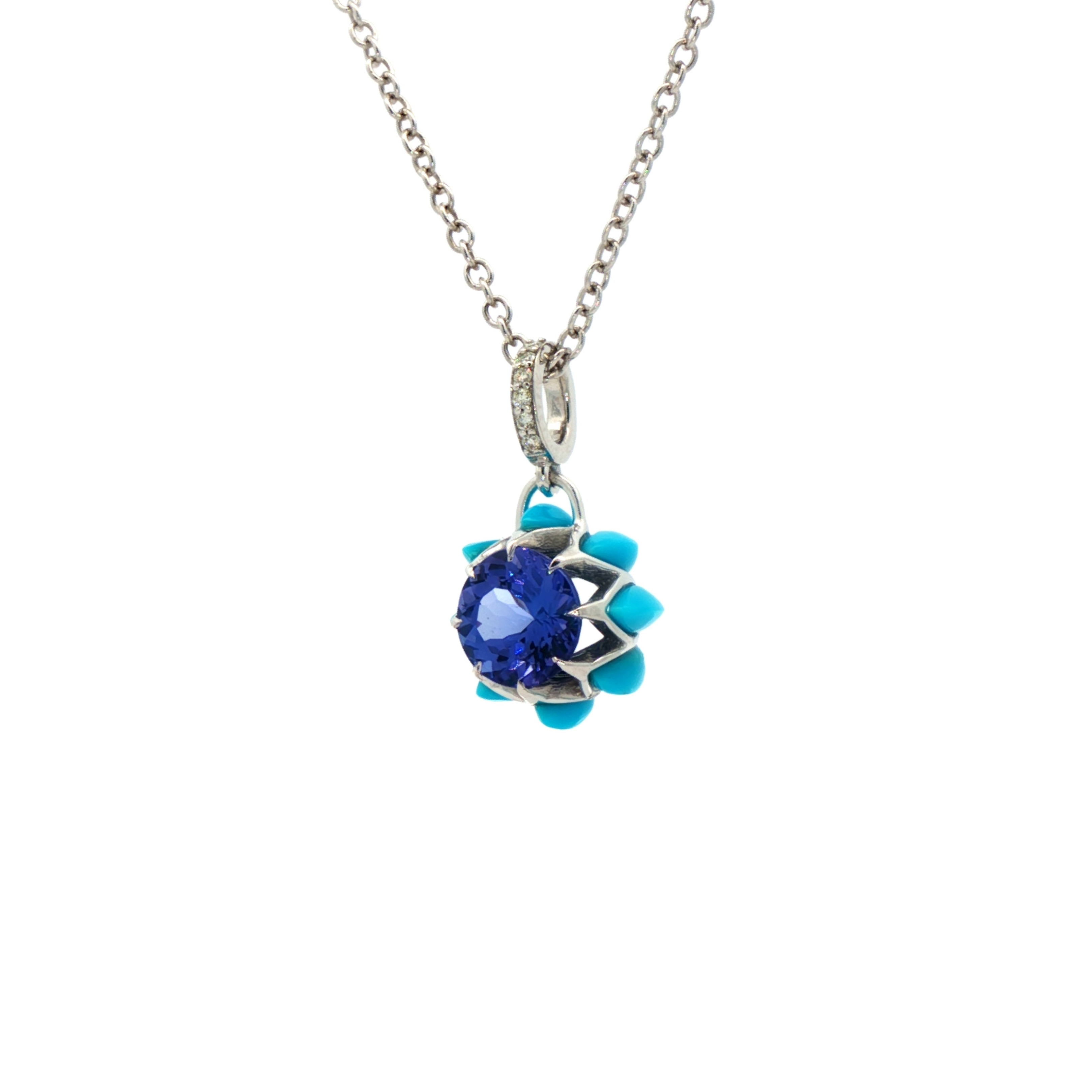 Tanzanite Queen protea Pendant