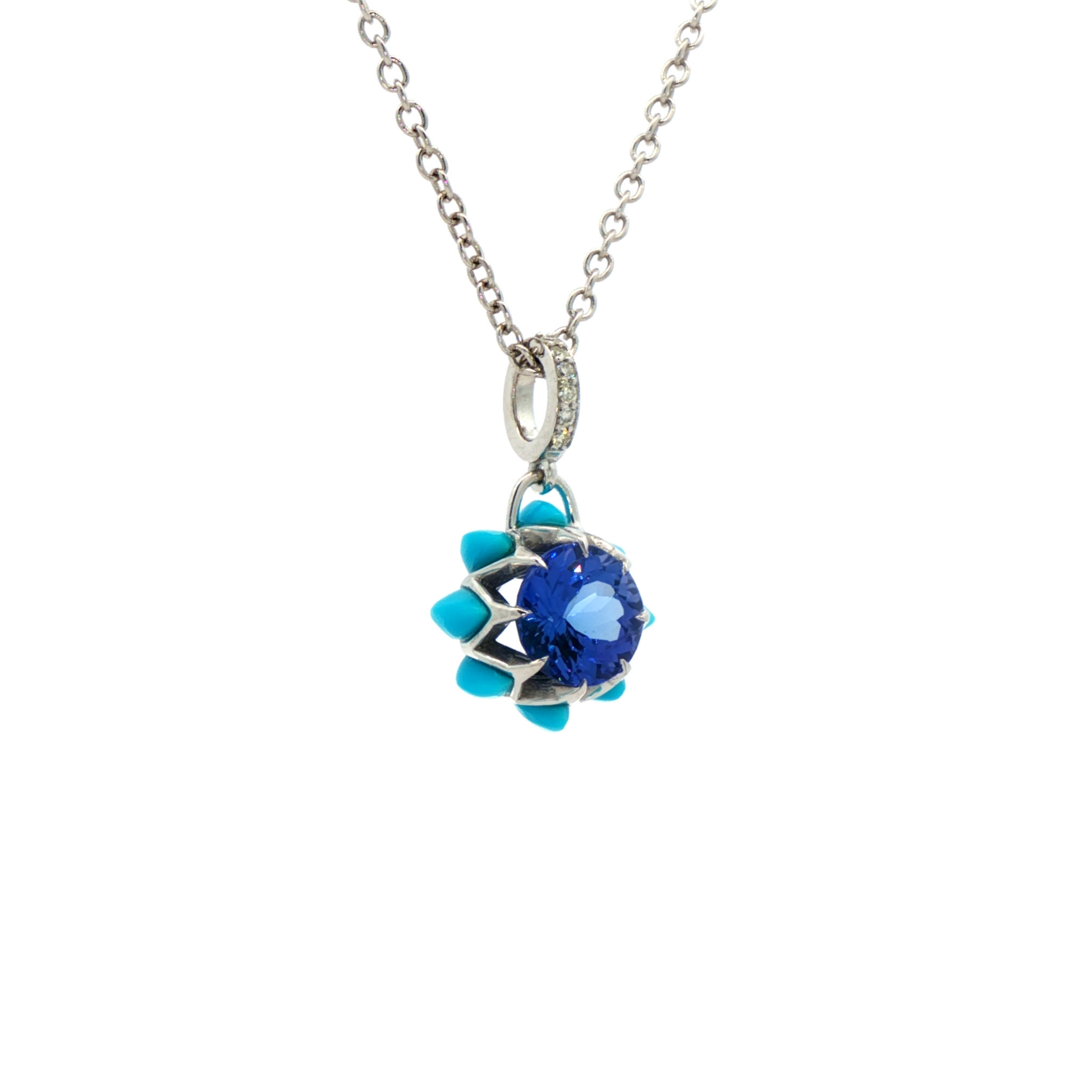 Tanzanite Queen protea Pendant
