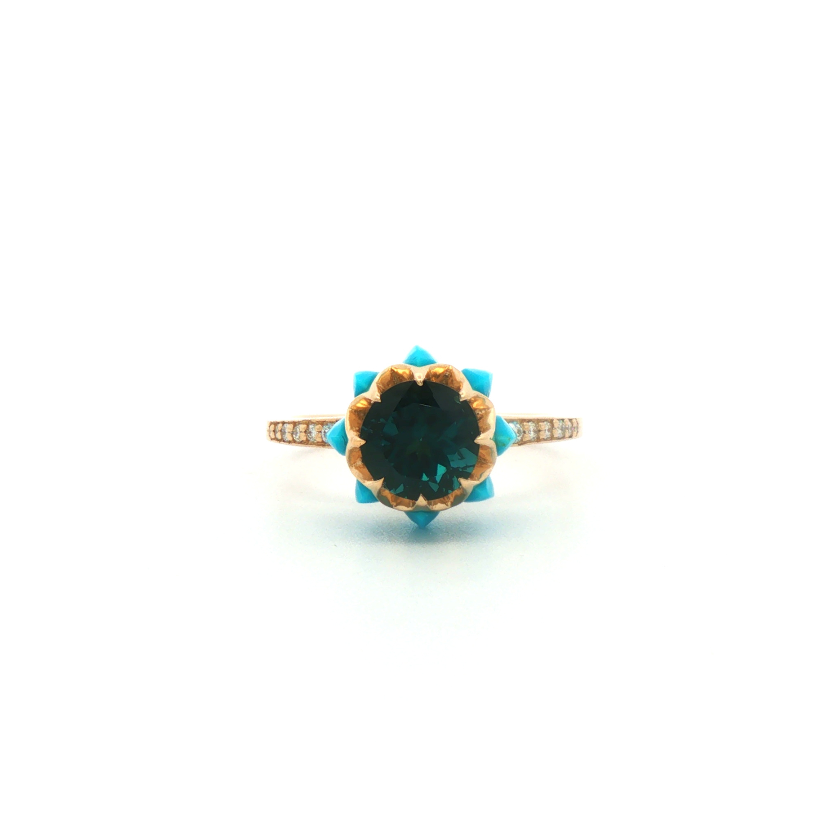 Green Round Queen protea Ring