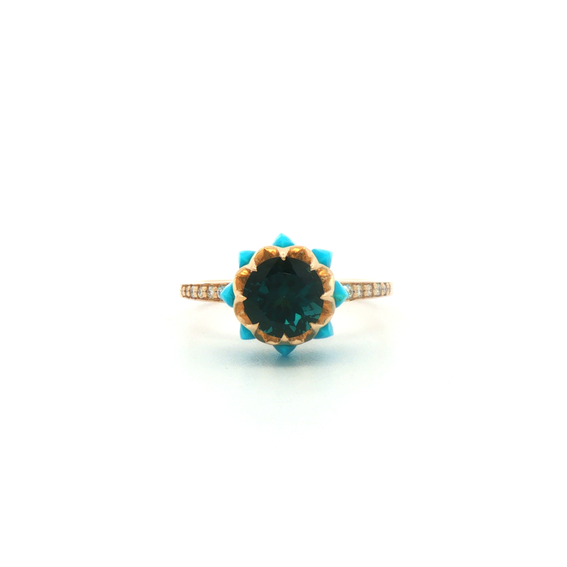 Green Round Queen protea Ring