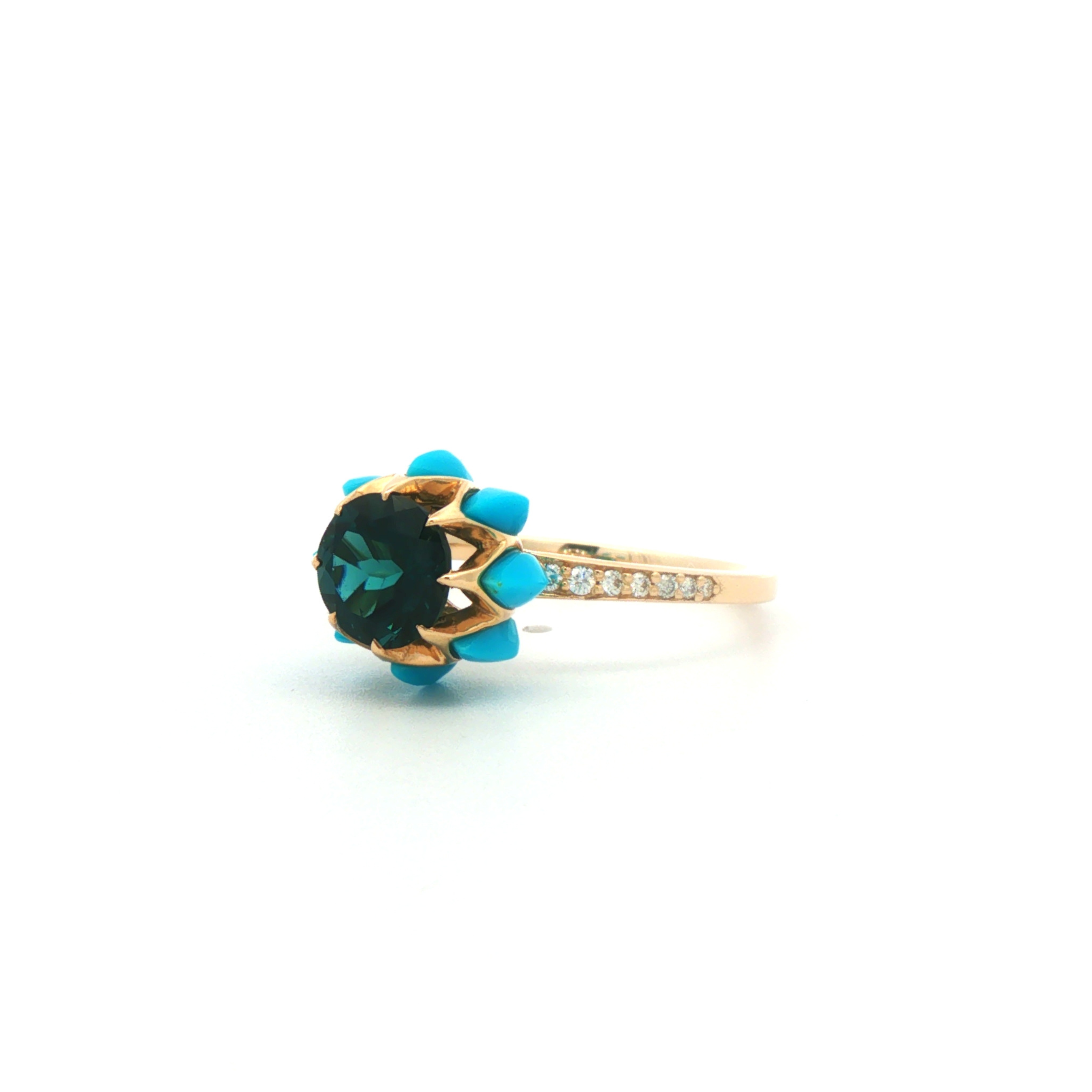Green Round Queen protea Ring