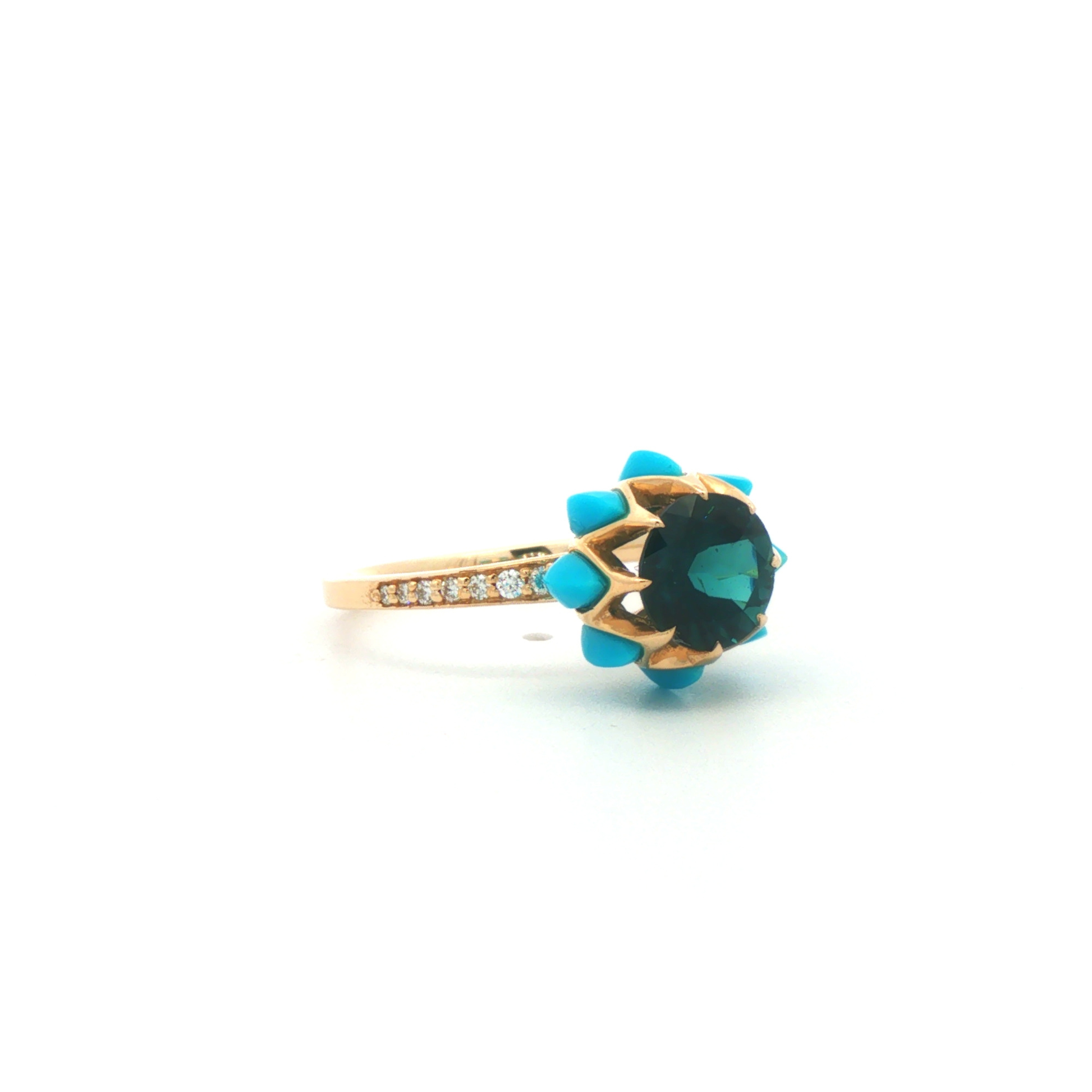 Green Round Queen protea Ring