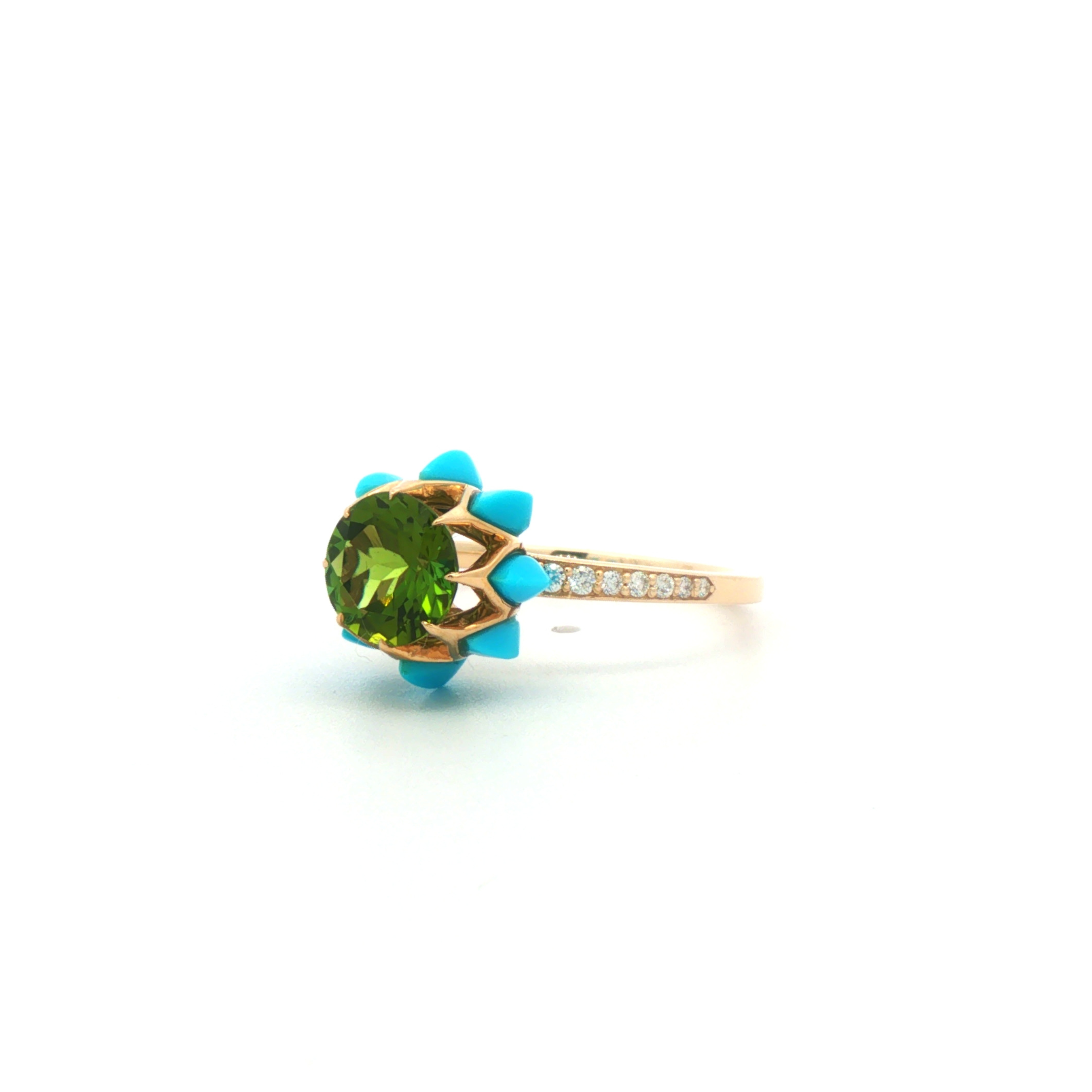 Green Round Queen protea Ring