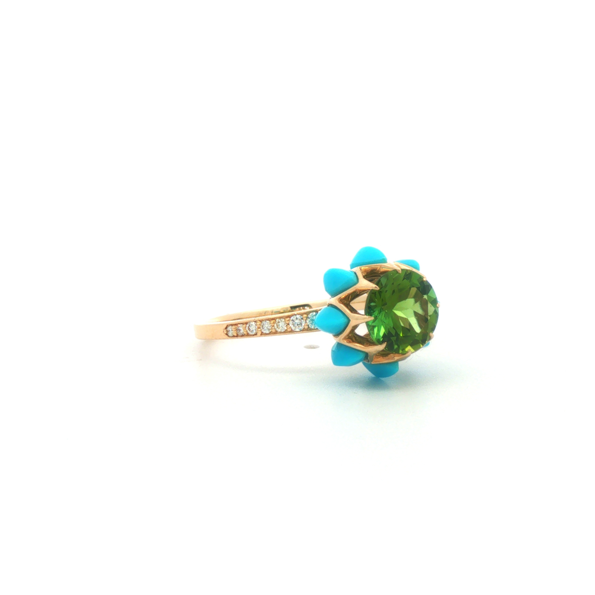 Green Round Queen protea Ring