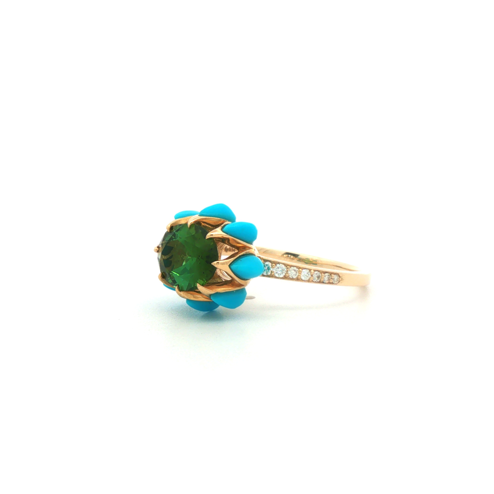 Green Oval Queen protea Ring