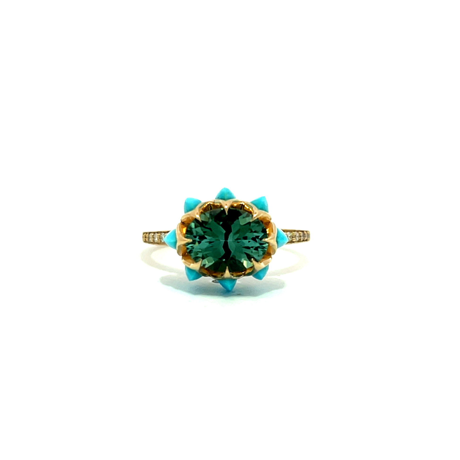 Green Oval Queen protea Ring