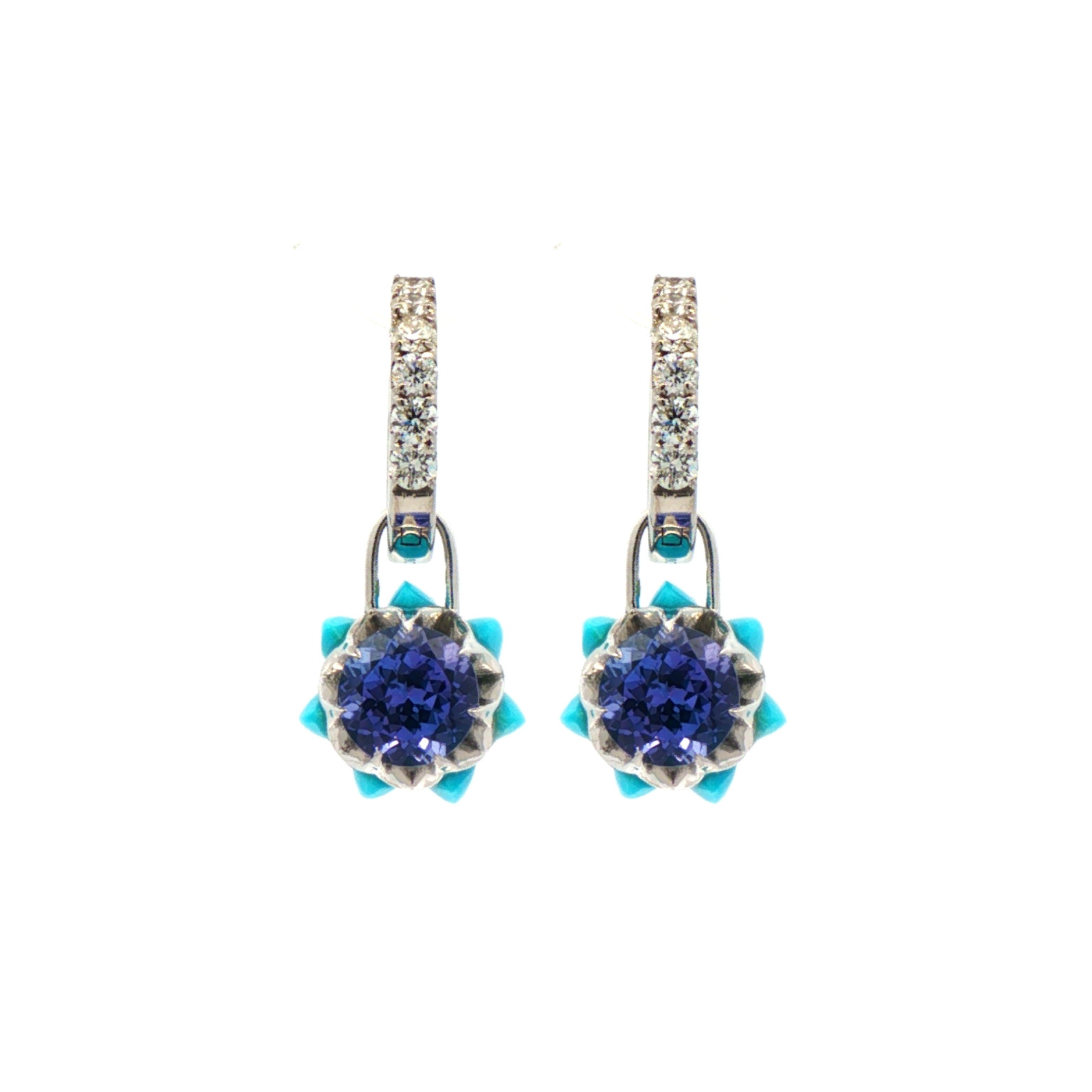 Tanzanite Queen protea Hoop Charms