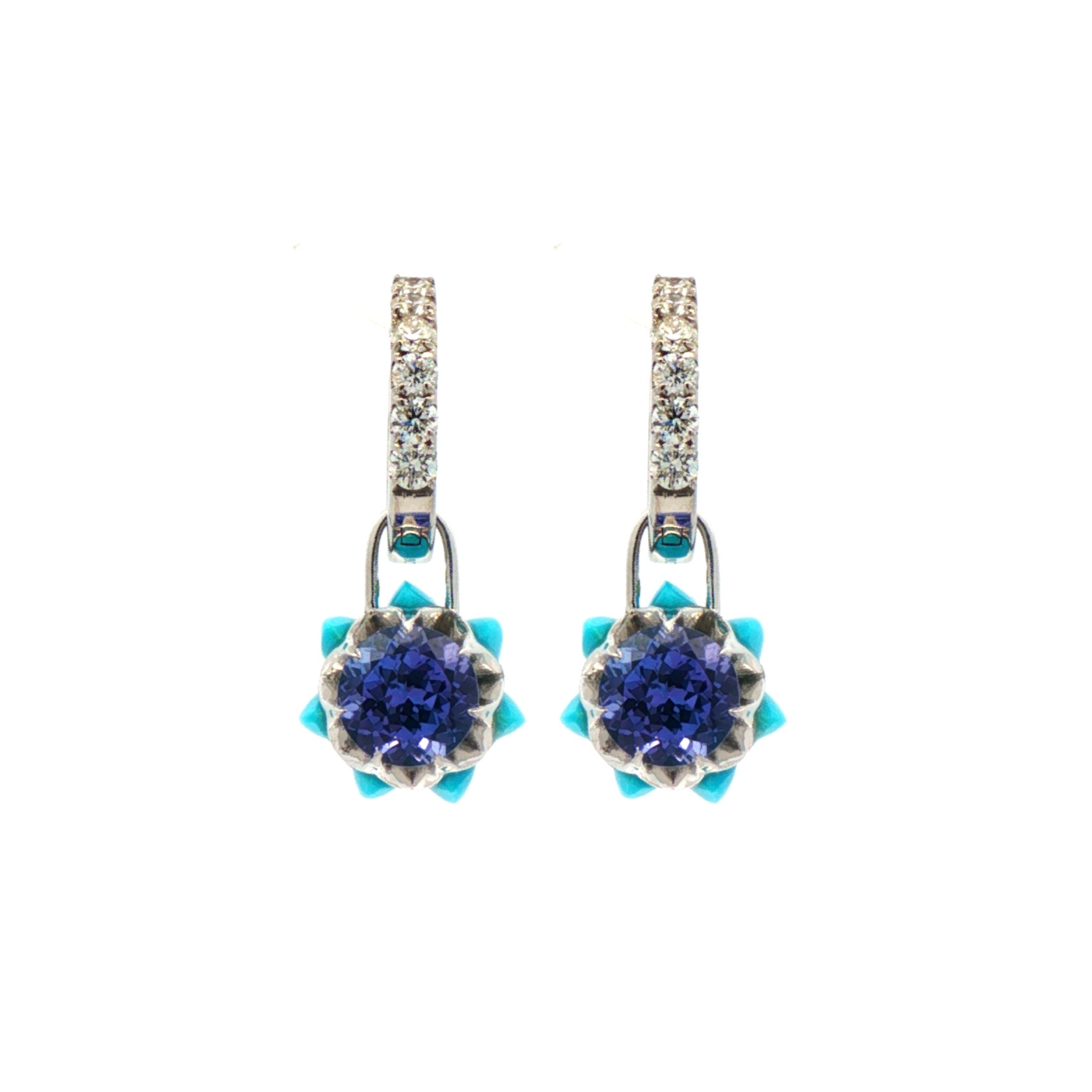 Tanzanite Queen protea Hoop Charms