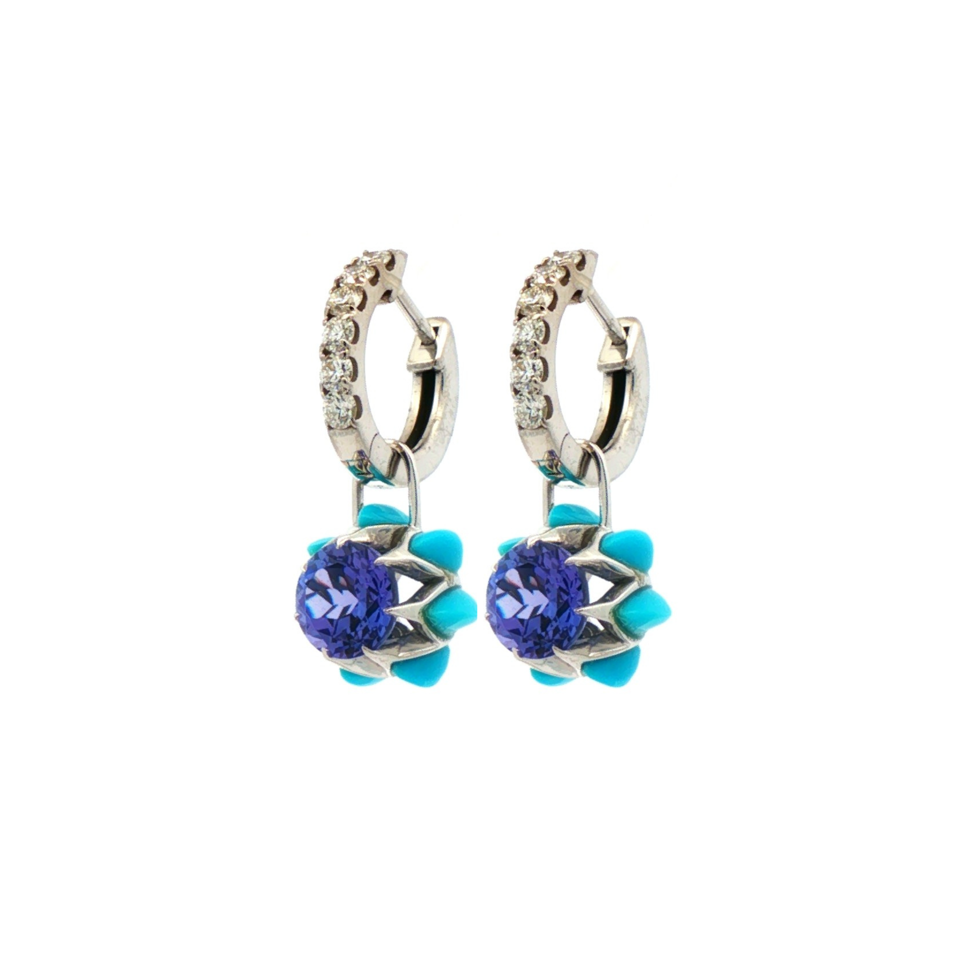 Tanzanite Queen protea Hoop Charms