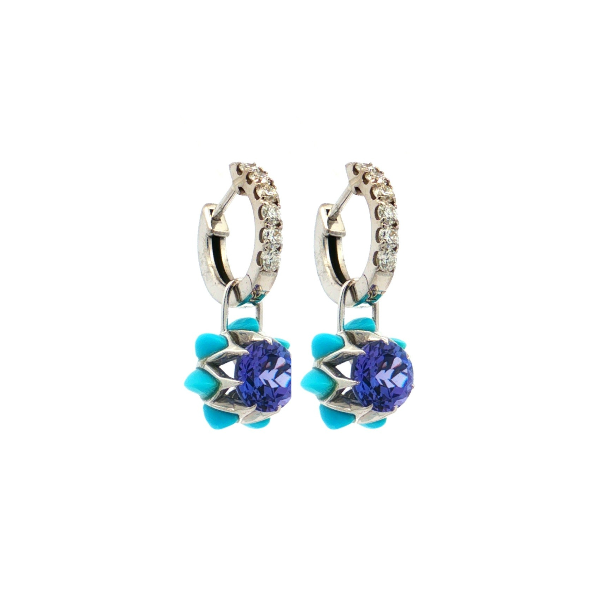 Tanzanite Queen protea Hoop Charms