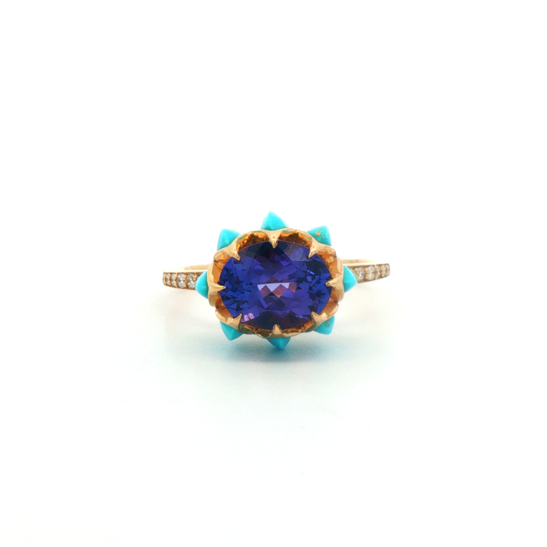 Tanzanite Oval Queen protea Ring