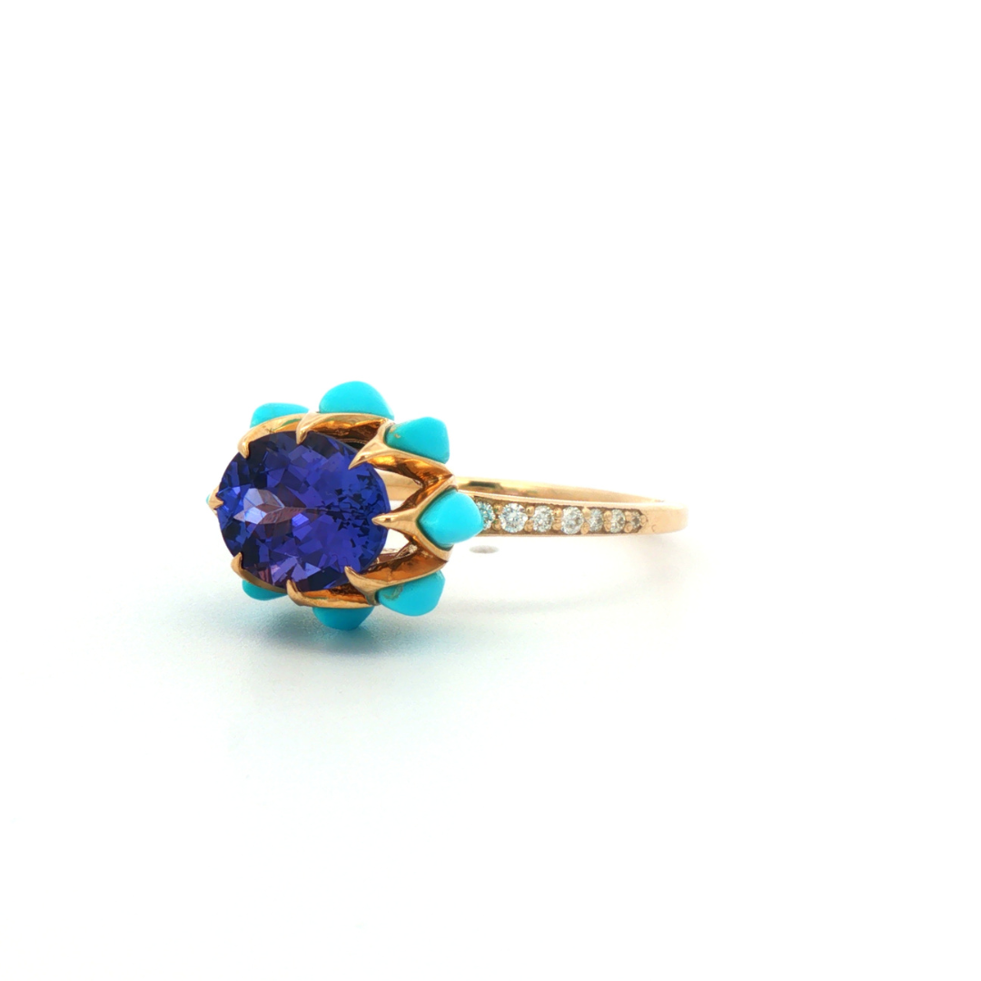 Tanzanite Oval Queen protea Ring