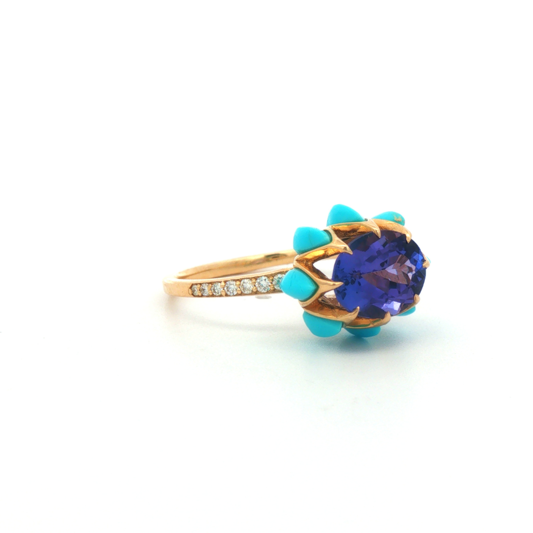 Tanzanite Oval Queen protea Ring
