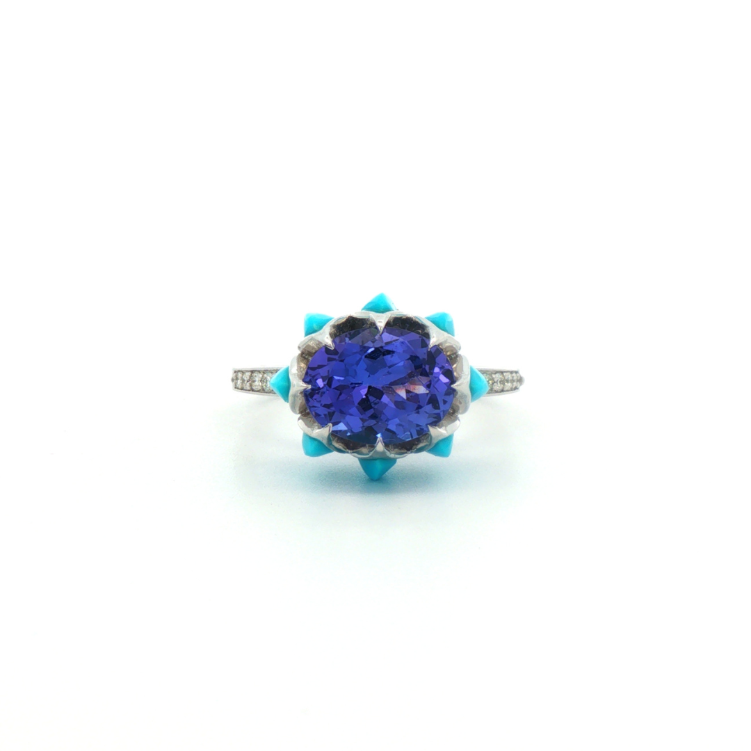 Tanzanite Oval Queen protea Ring
