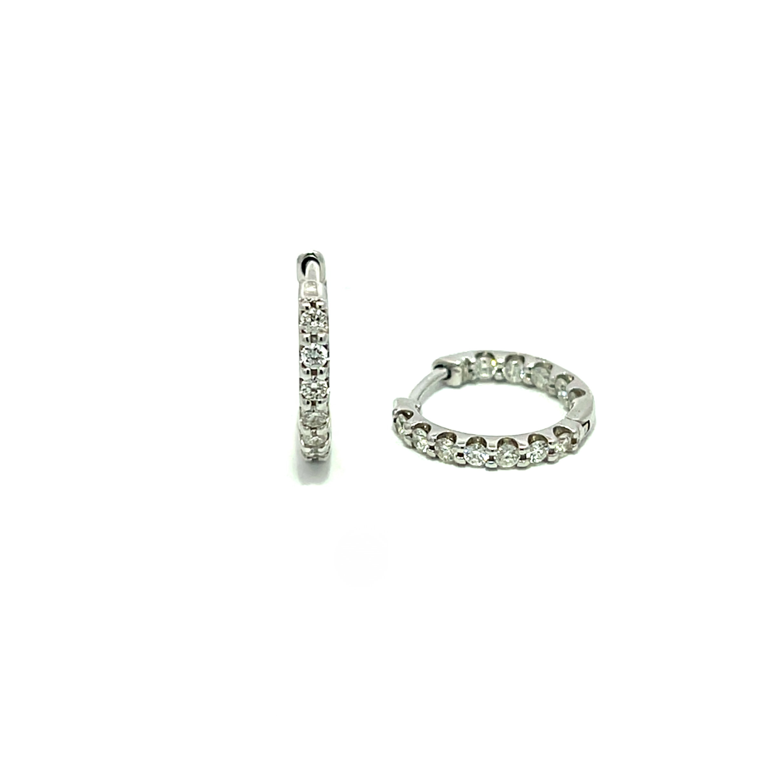 18kt White Gold Inside-Out Huggies