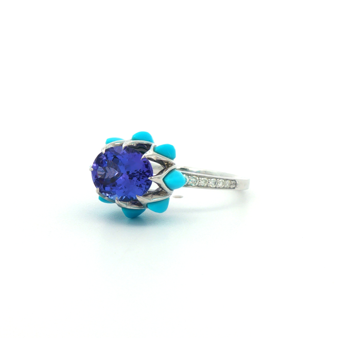 Tanzanite Oval Queen protea Ring