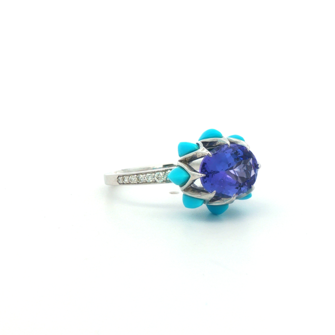 Tanzanite Oval Queen protea Ring