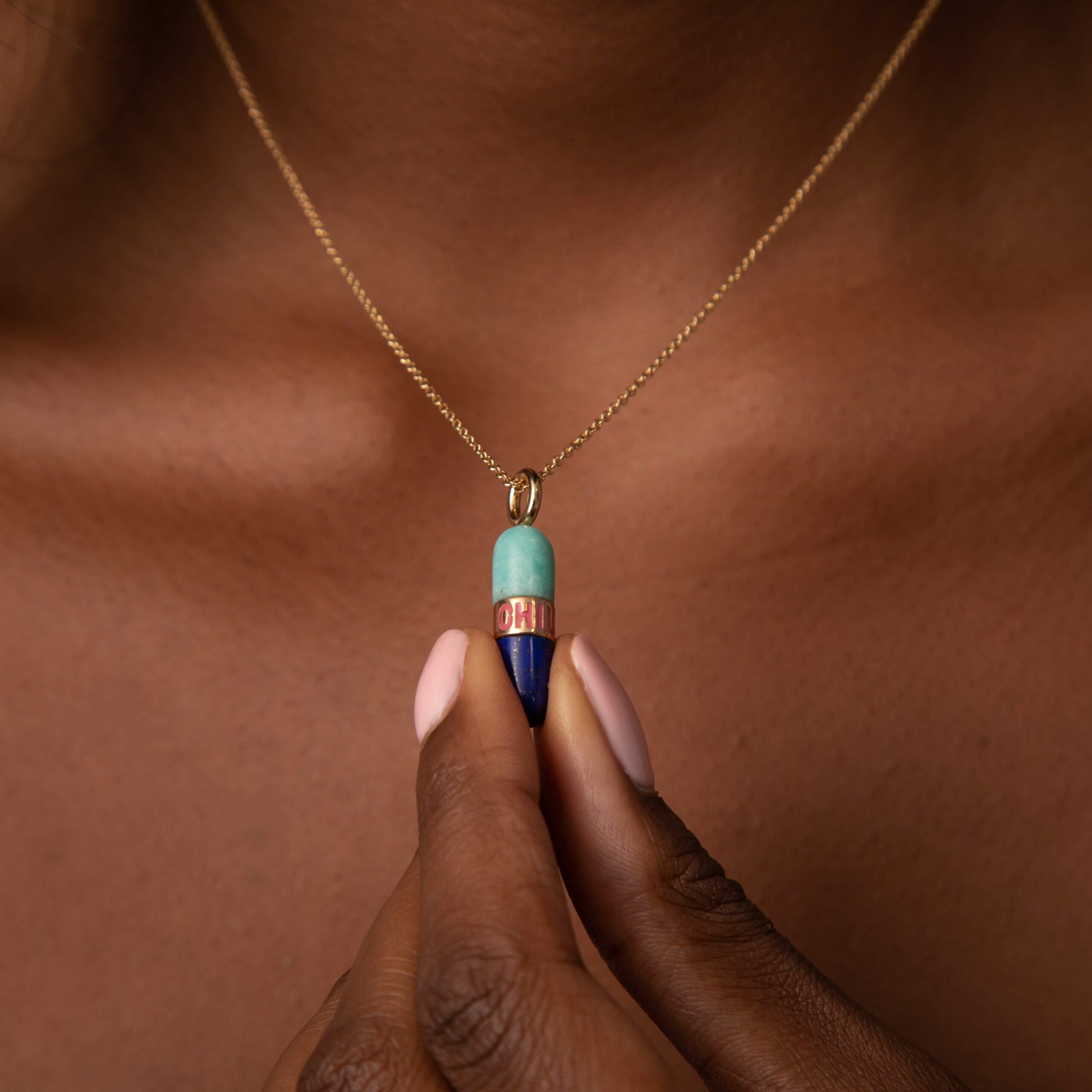 CHILL PILL Lapis Lazuli & Amazonite Pendant image 2