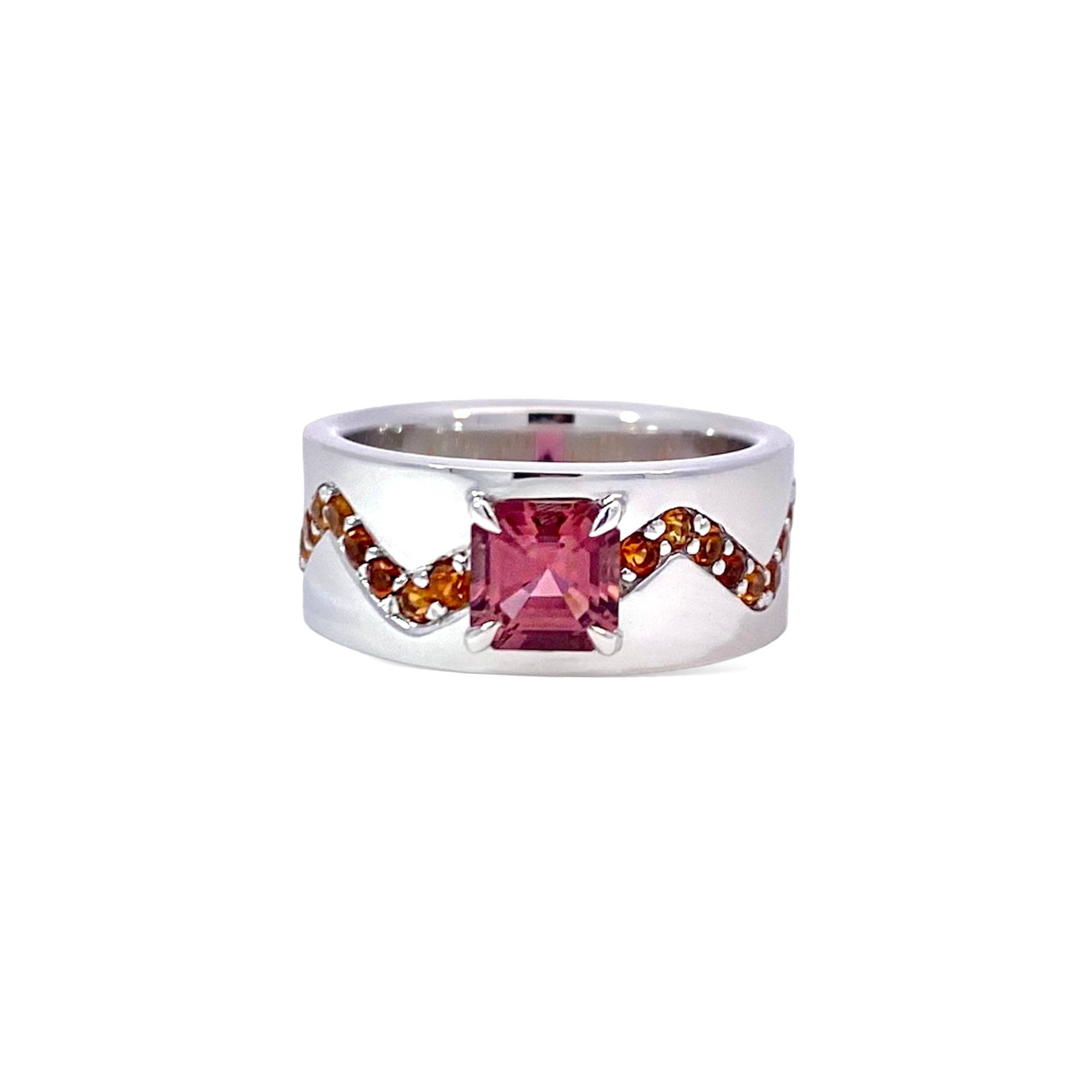 Pink Tourmaline Zig Zag Ring