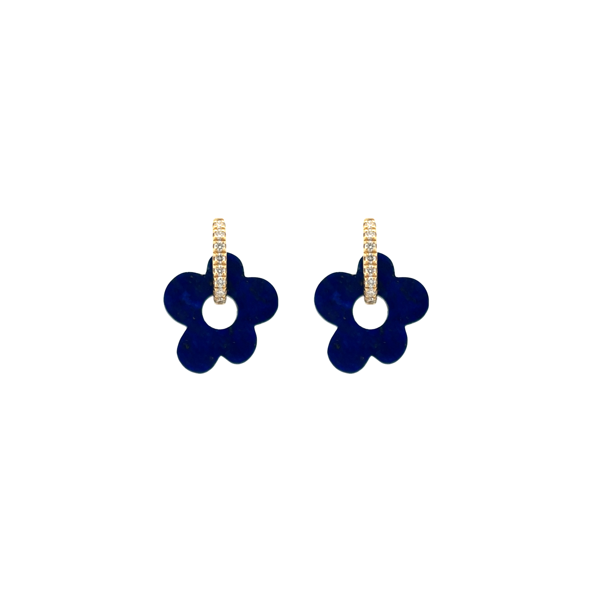 Lapis Daisy Hoop Charms