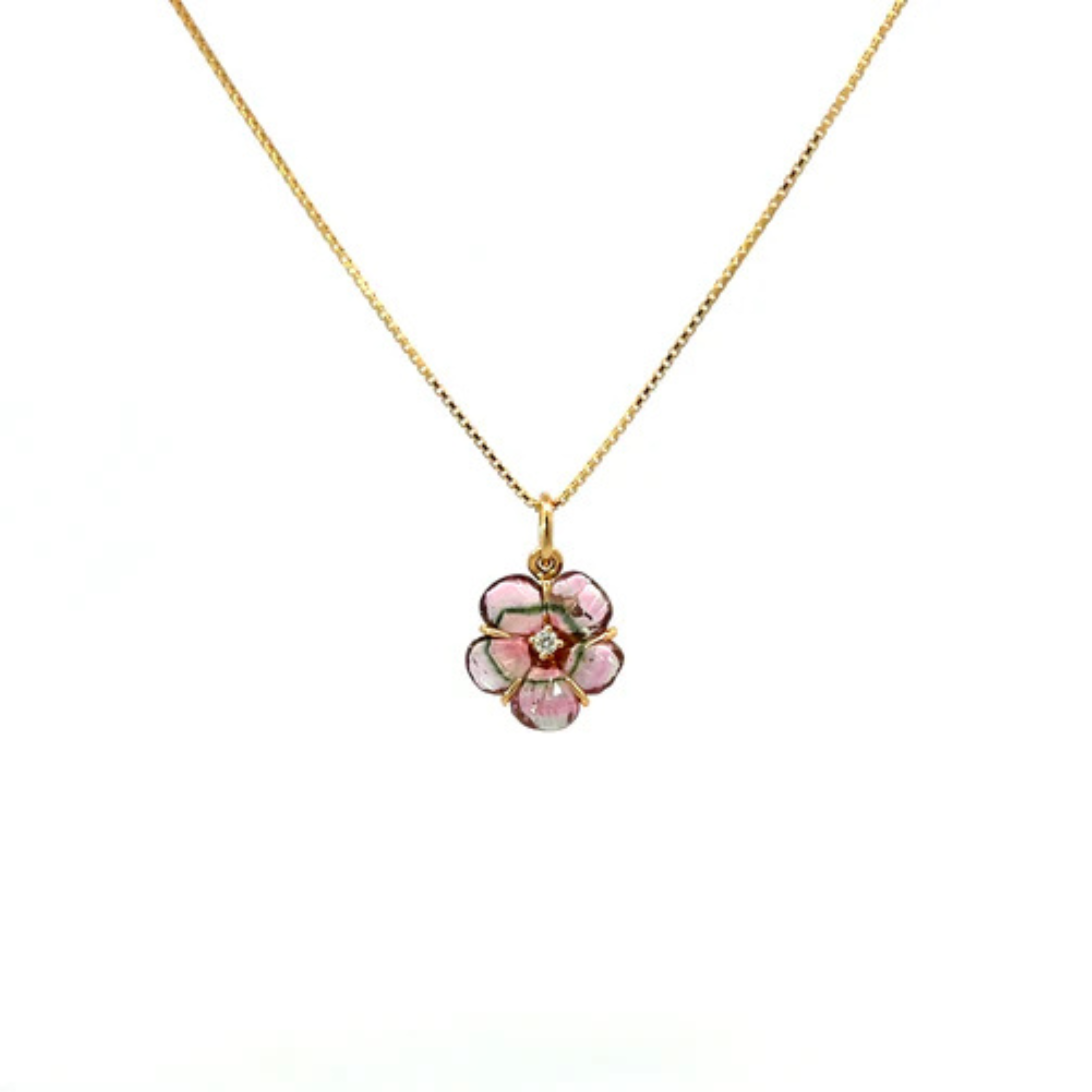 Dalilah Carved Tourmaline Flower Pendant