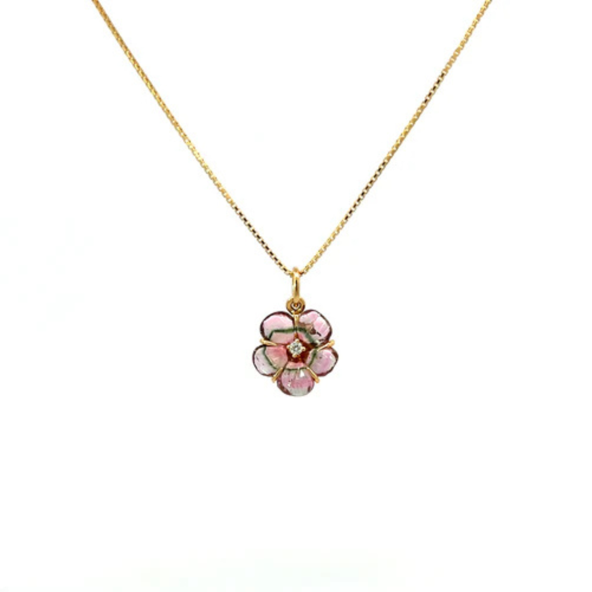 Dalilah Carved Tourmaline Flower Pendant