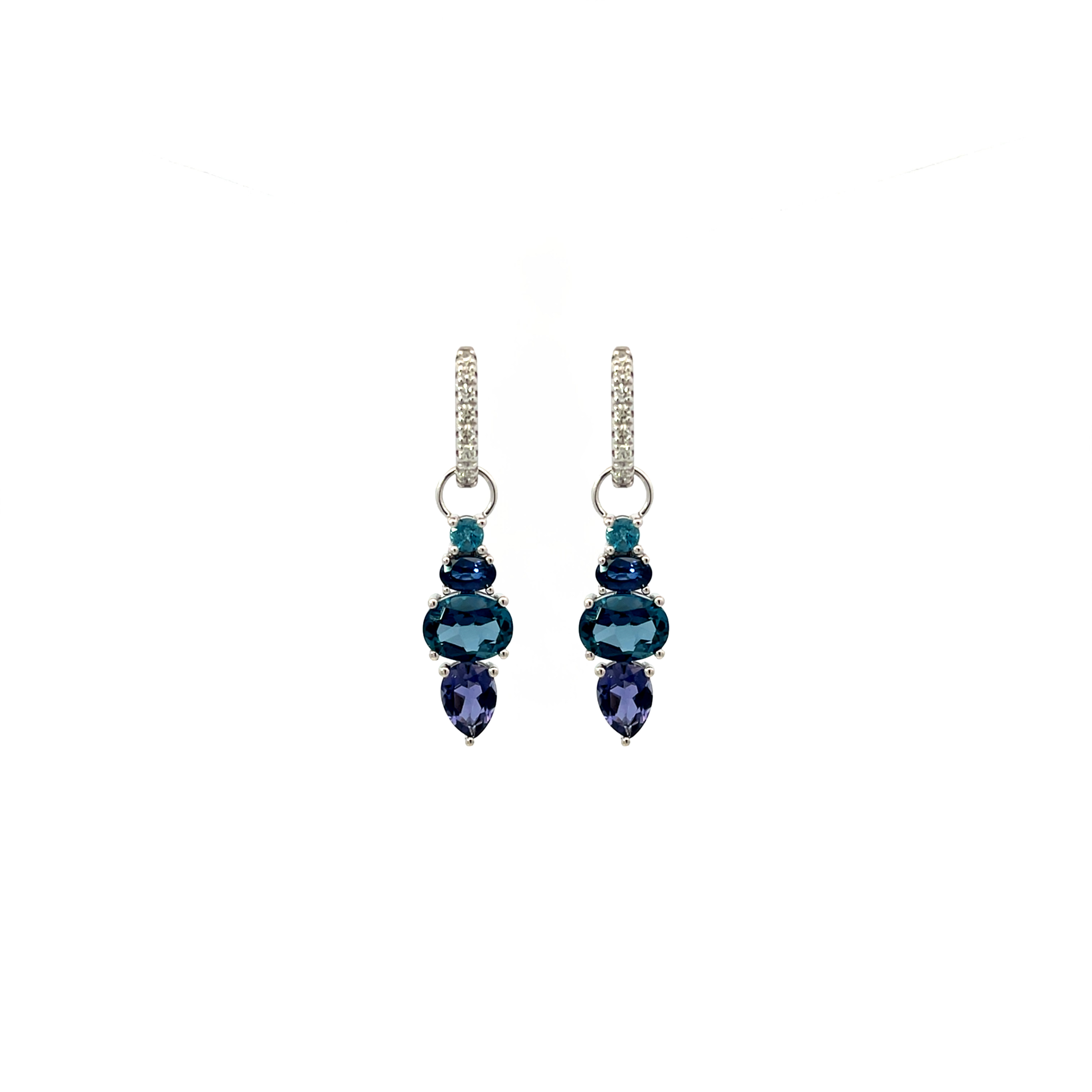 Zuri Blue Cluster Hoop Charms