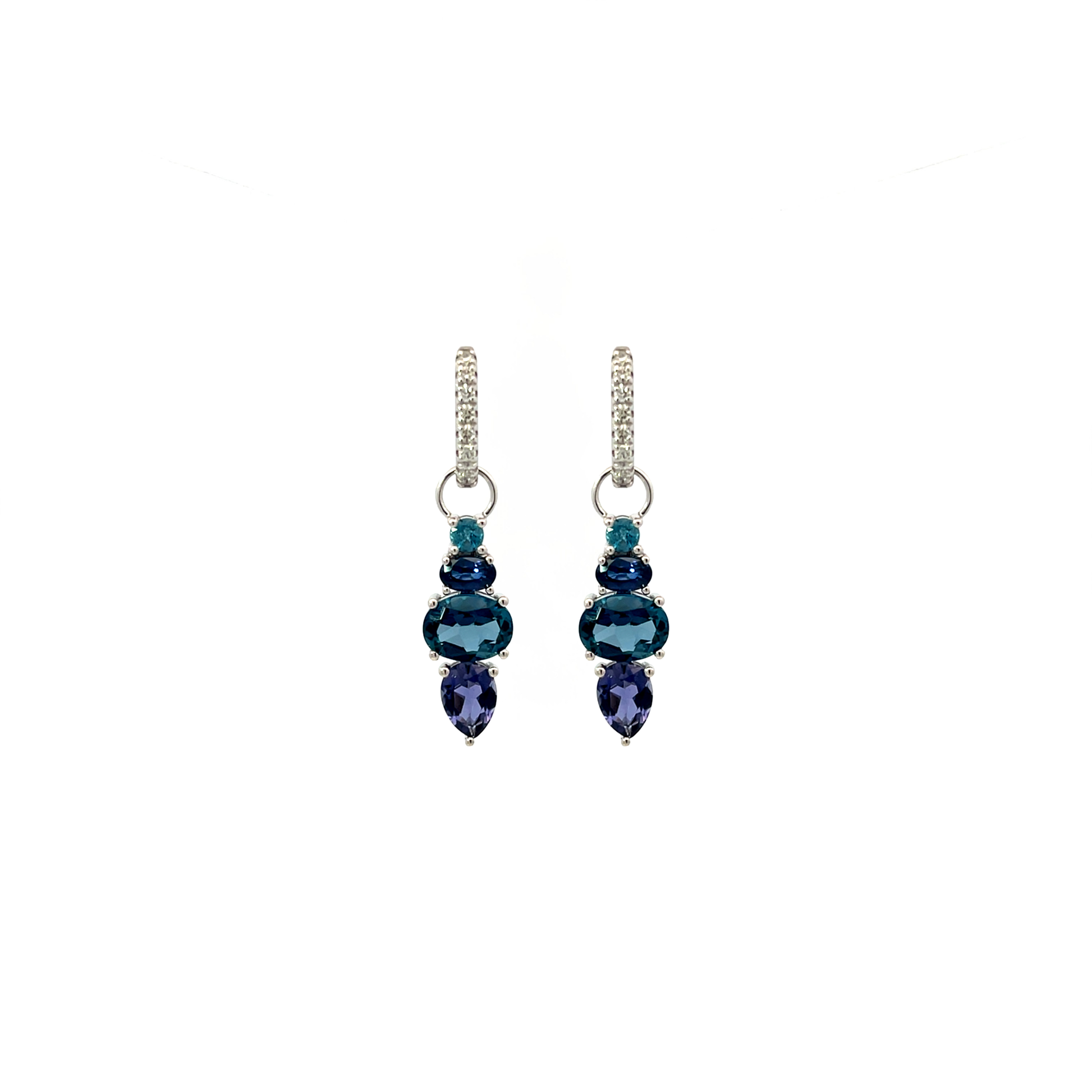 Zuri Blue Cluster Hoop Charms