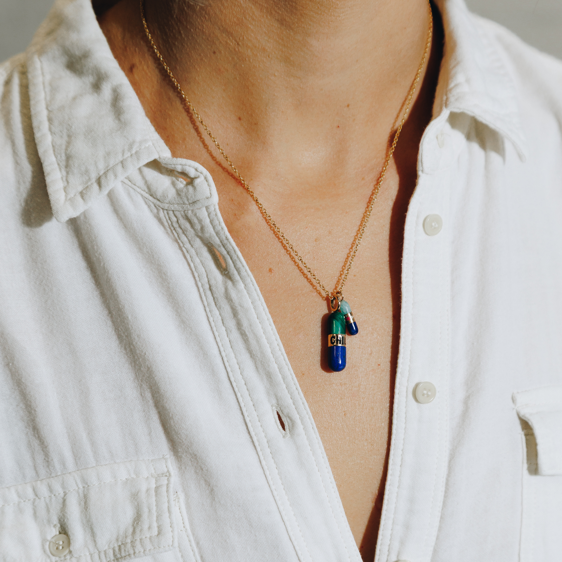 Onyx & Chalcedony Micro Chill Pill Charm