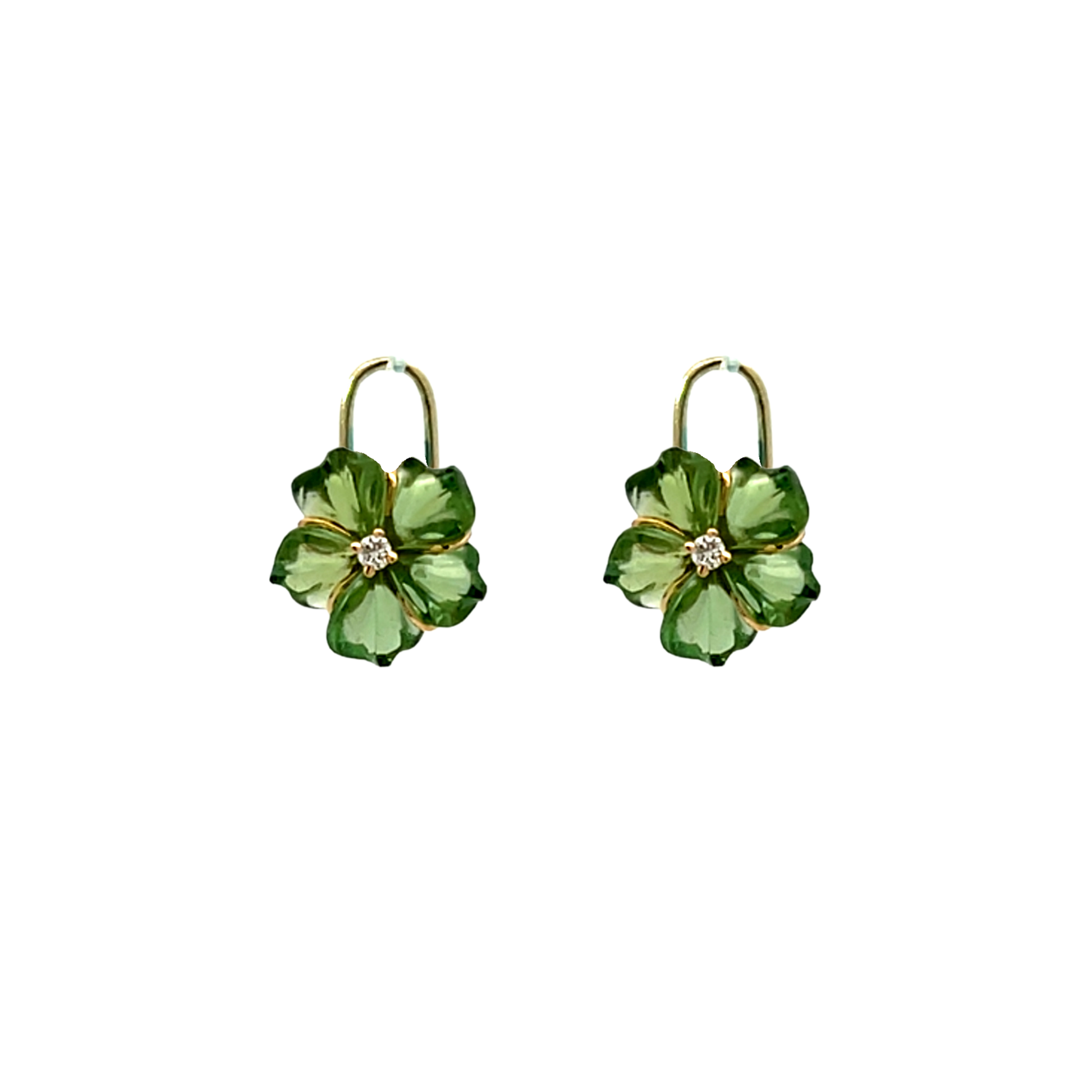 Green Tourmaline Flower Hoop Charms