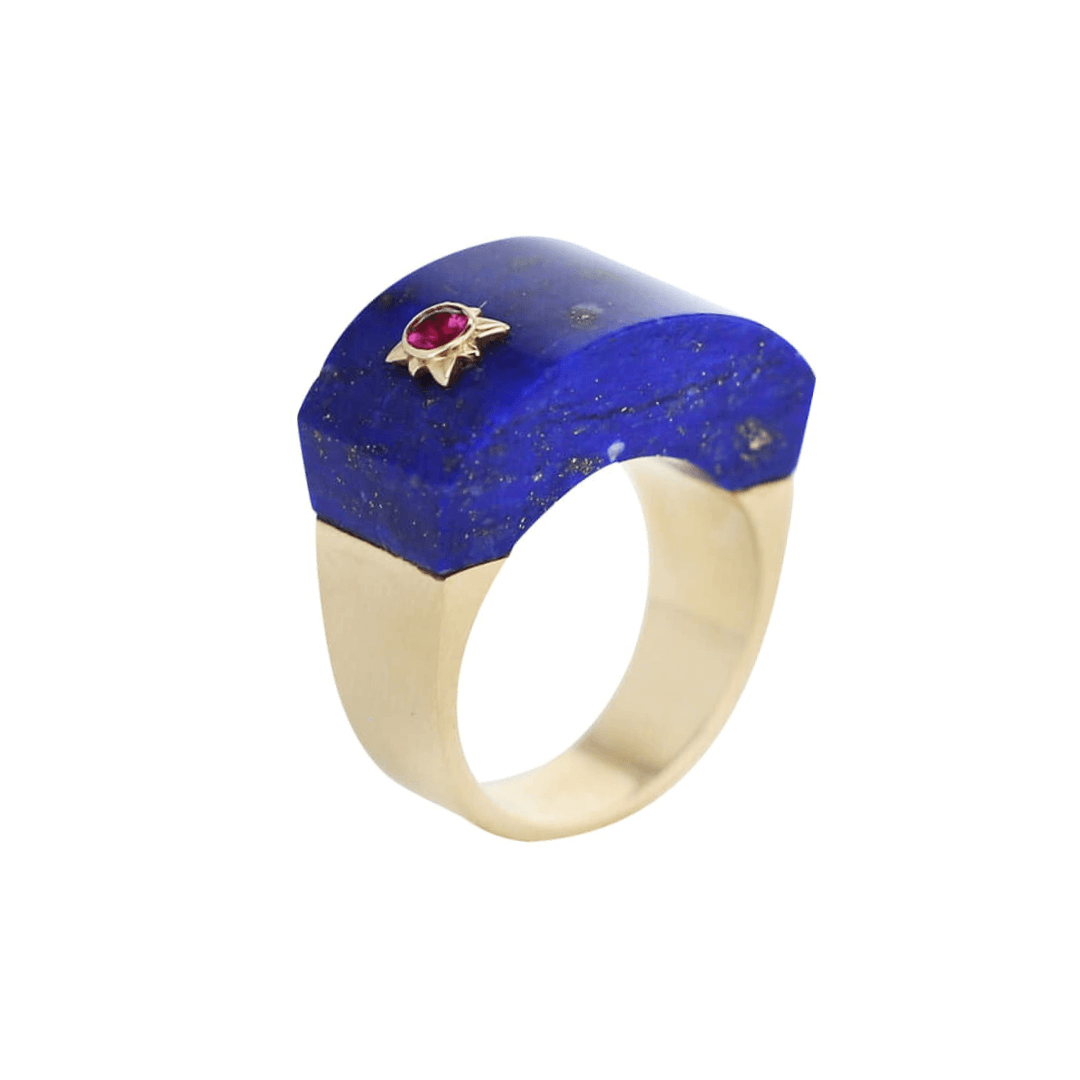 lapis Inlay Grandfather Ring