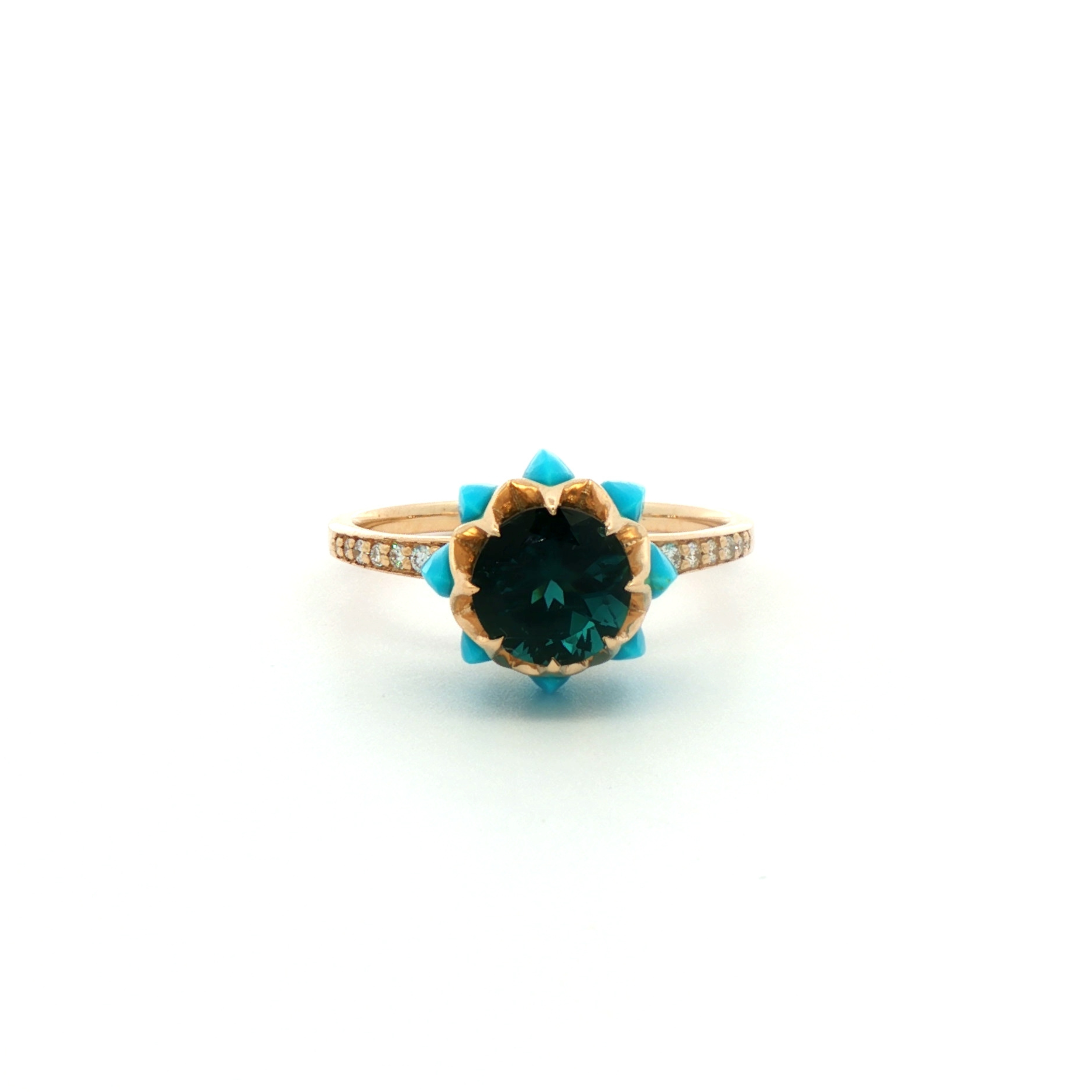 Dark Green Round Queen protea Ring