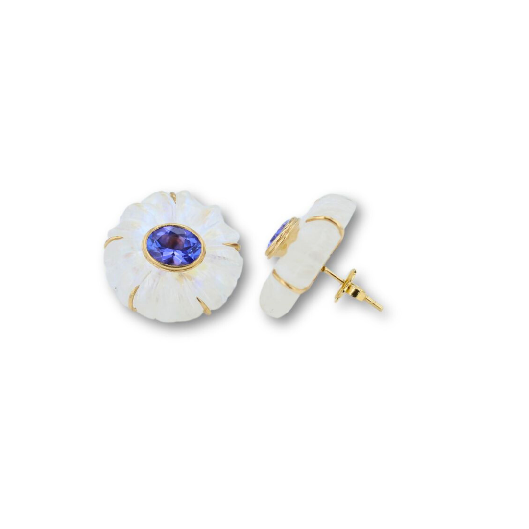Large Moonstone Bloom Studs