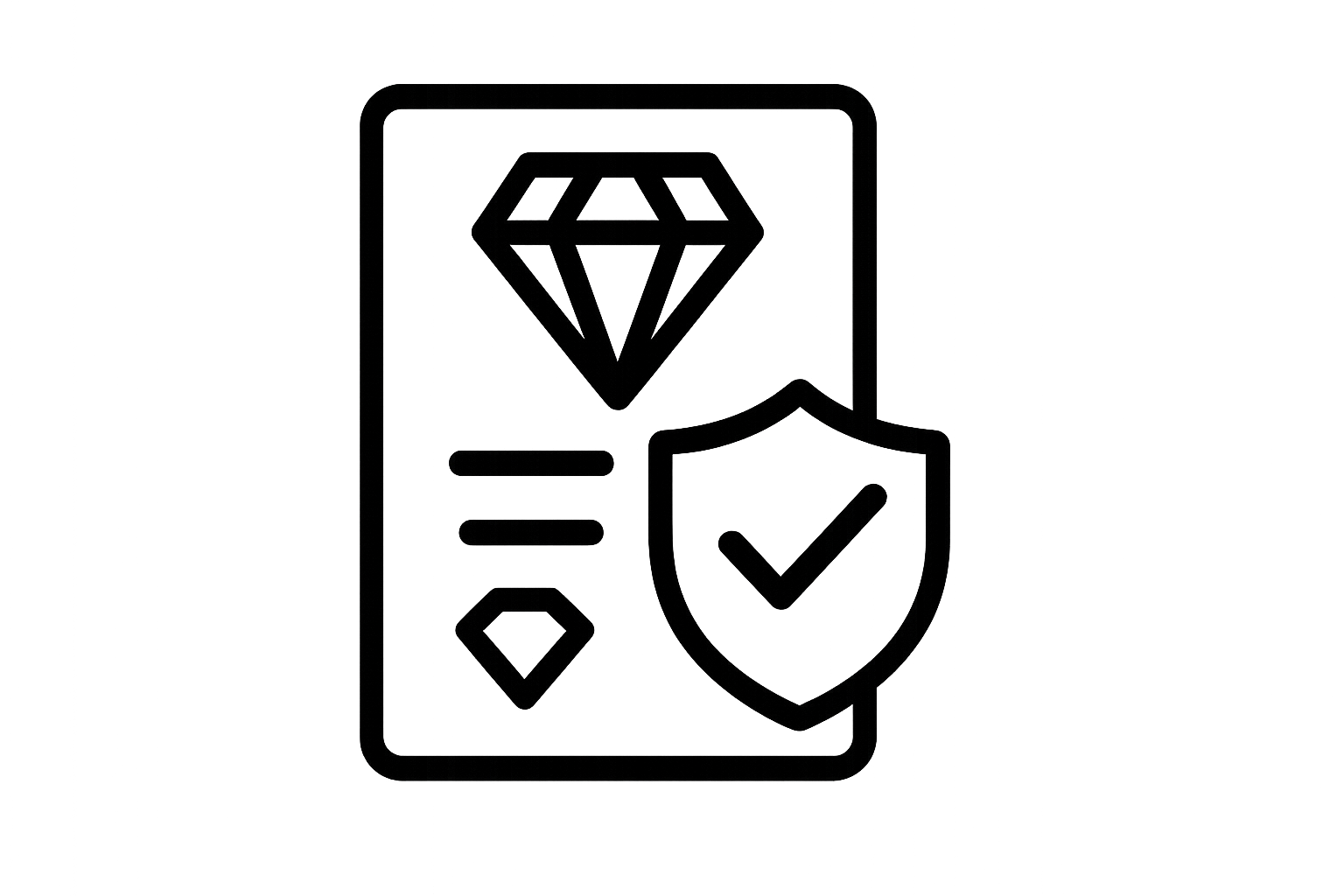 black and white svg icon illustration for certified authenticity for jewellery trust signal