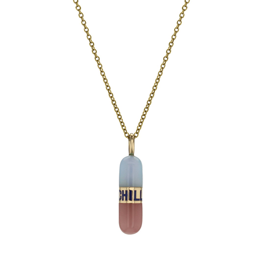 CHILL PILL Chalcedony & Guava Quartz Pendant image 0