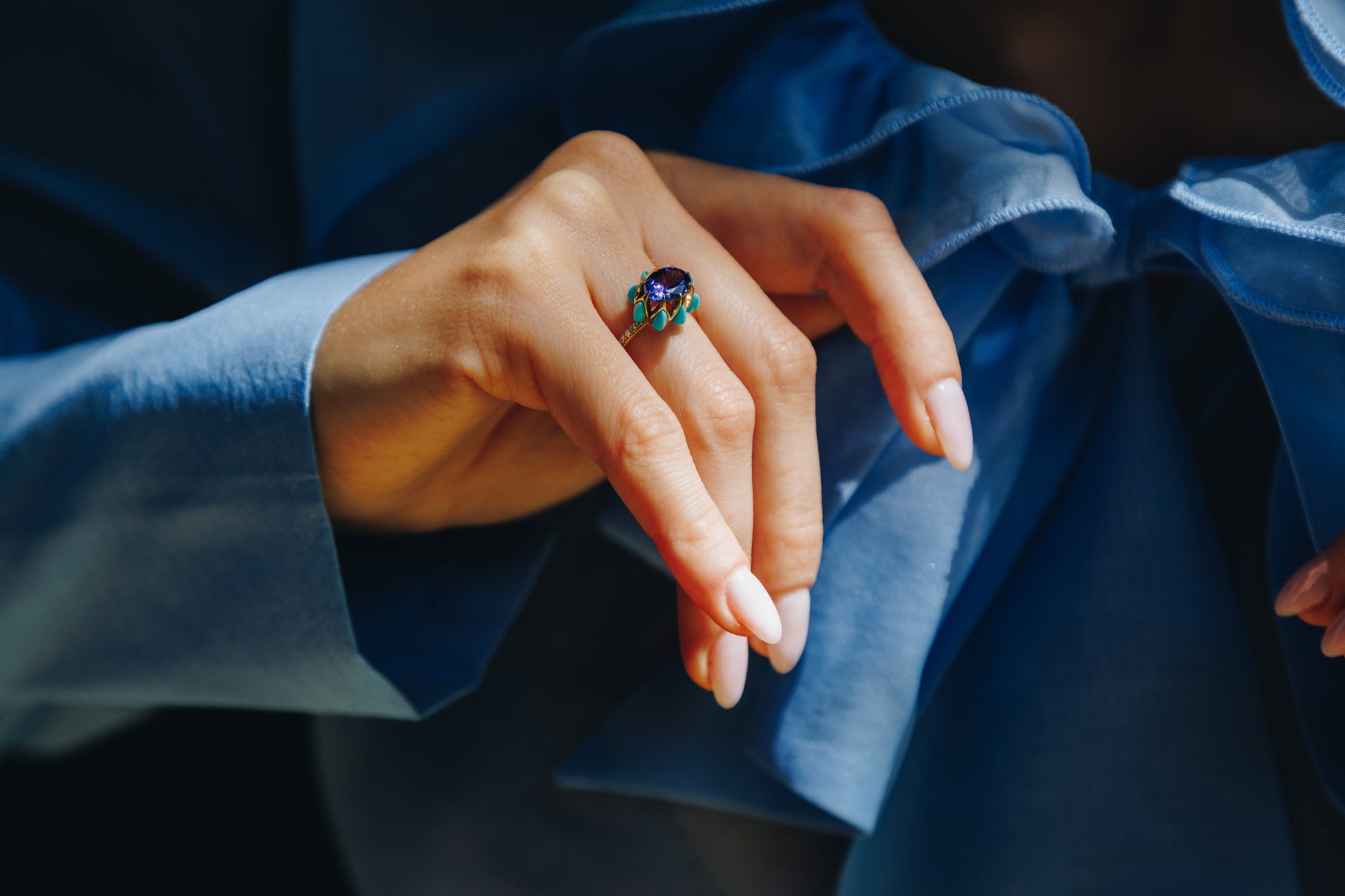 Tanzanite Oval Queen protea Ring