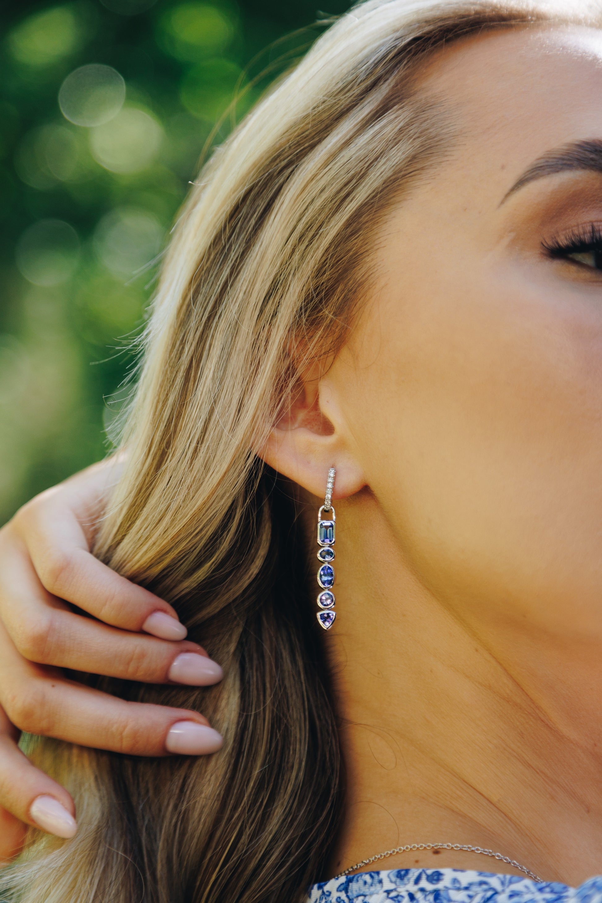 Ophelia Tanzanite Drop Hoop Charms