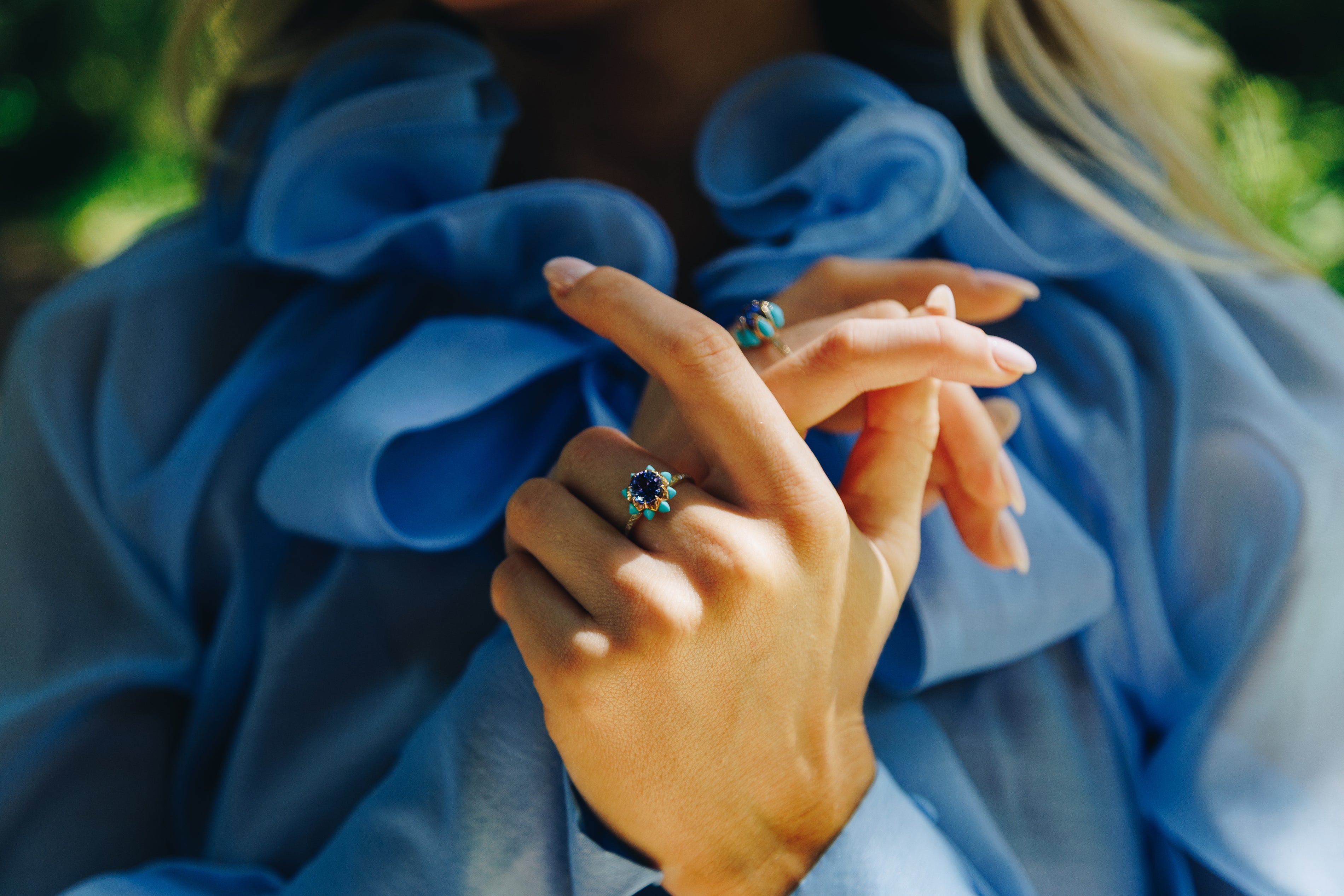 Tanzanite Round Queen protea Ring